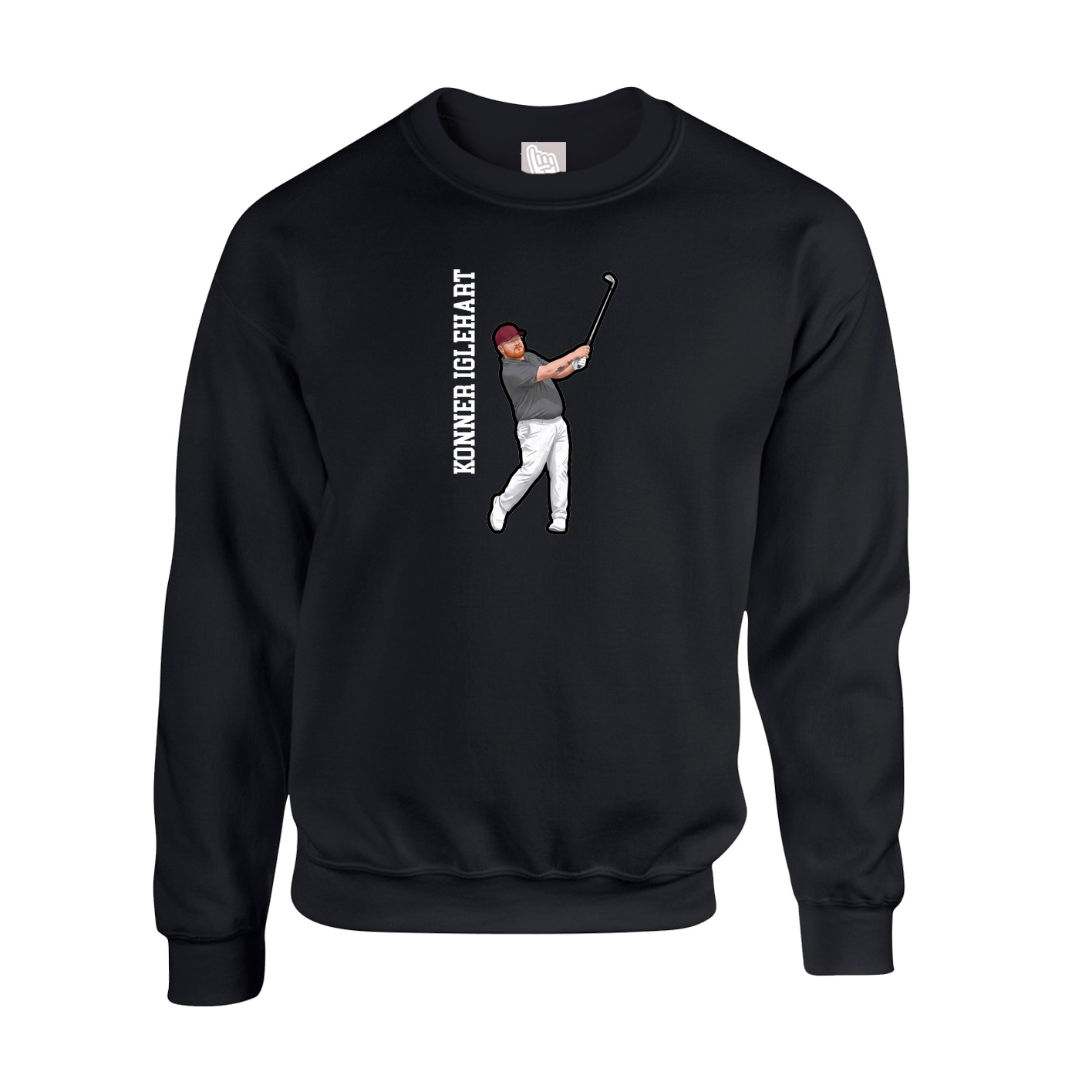 Fleece Crew — Name Vertical in Black
