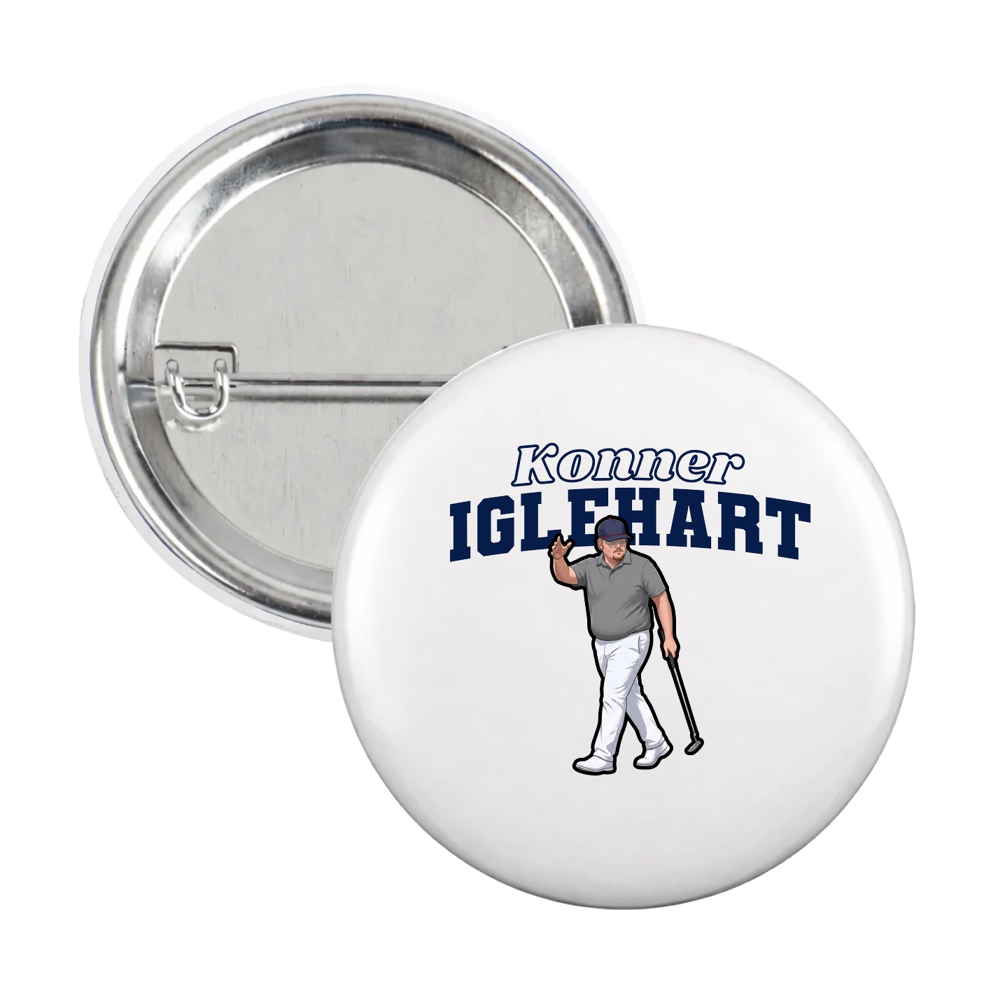 Game Day Button — Name Arch in White