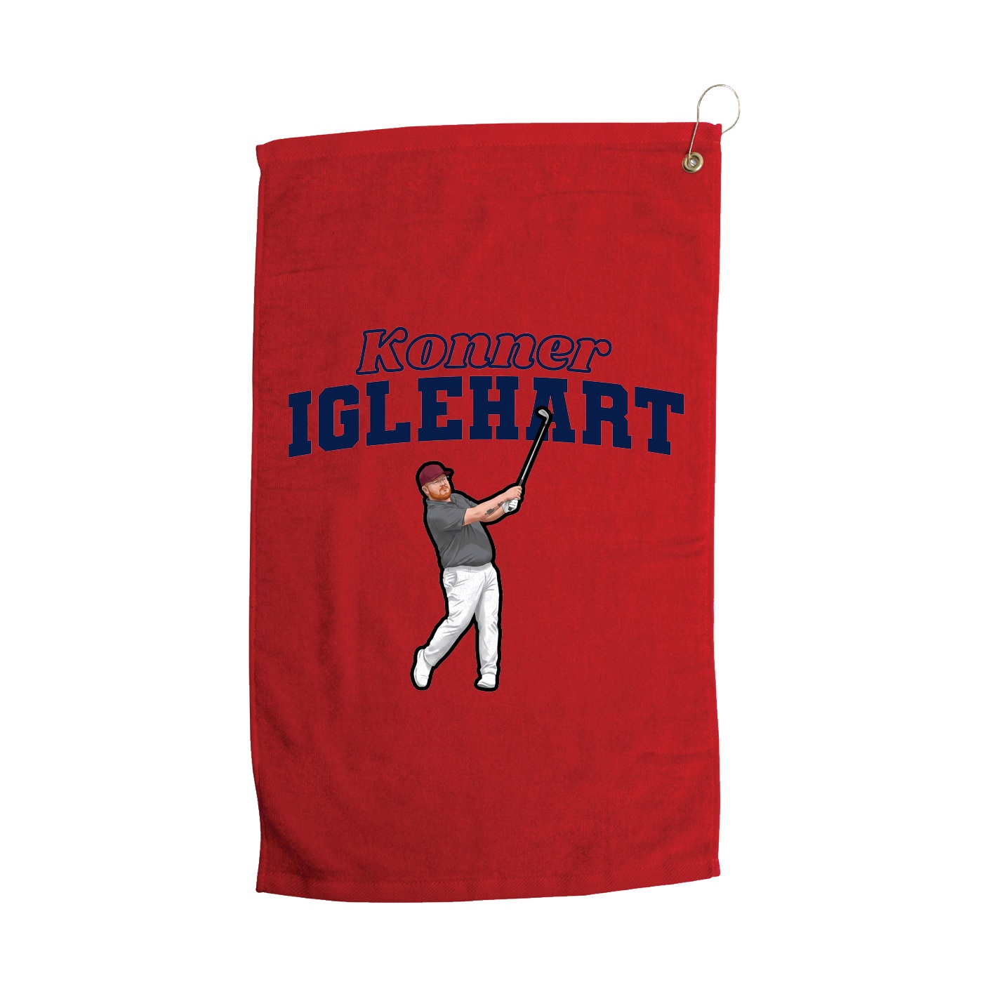 Golf Towel — Name Arch in Red