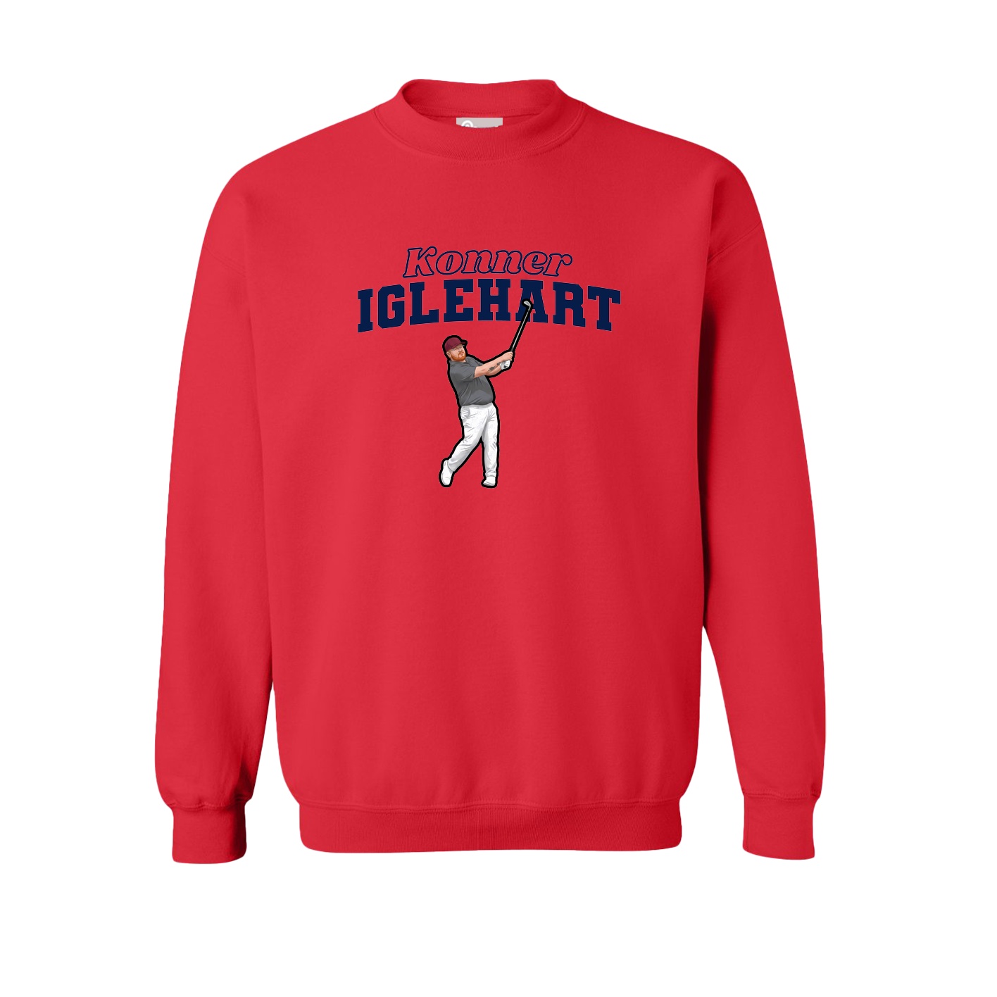 Fleece Crew — Name Arch in Red