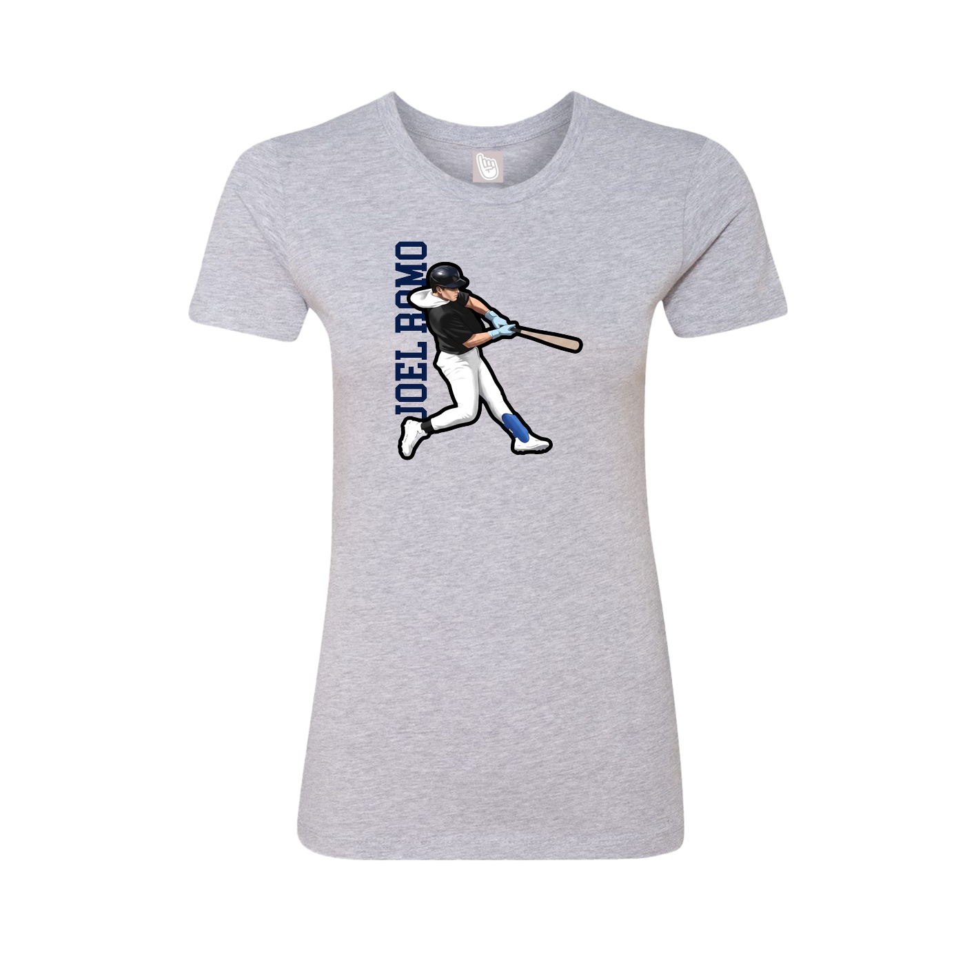 Fitted Women's Tee — Name Vertical in Grey