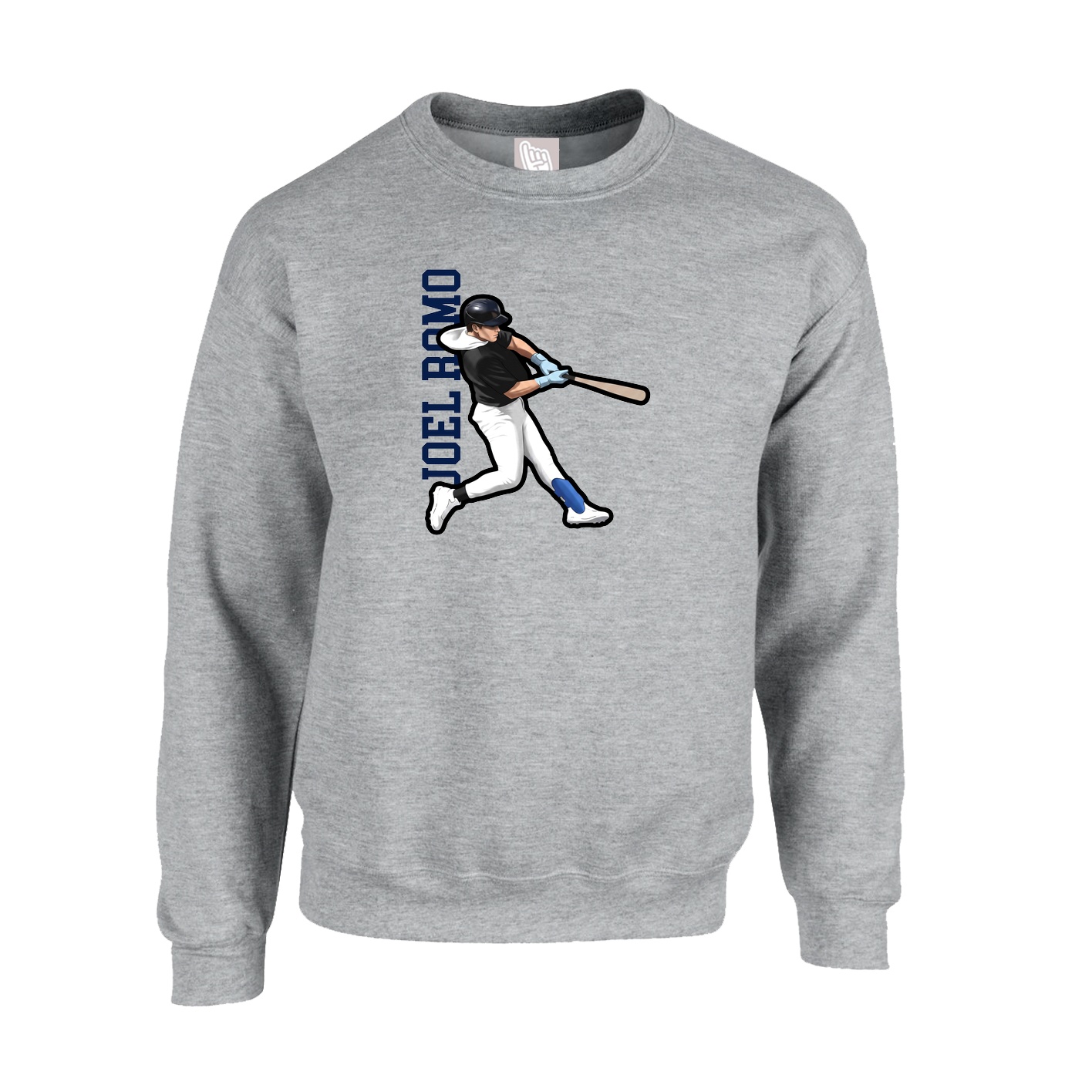 Fleece Crew — Name Vertical in Grey