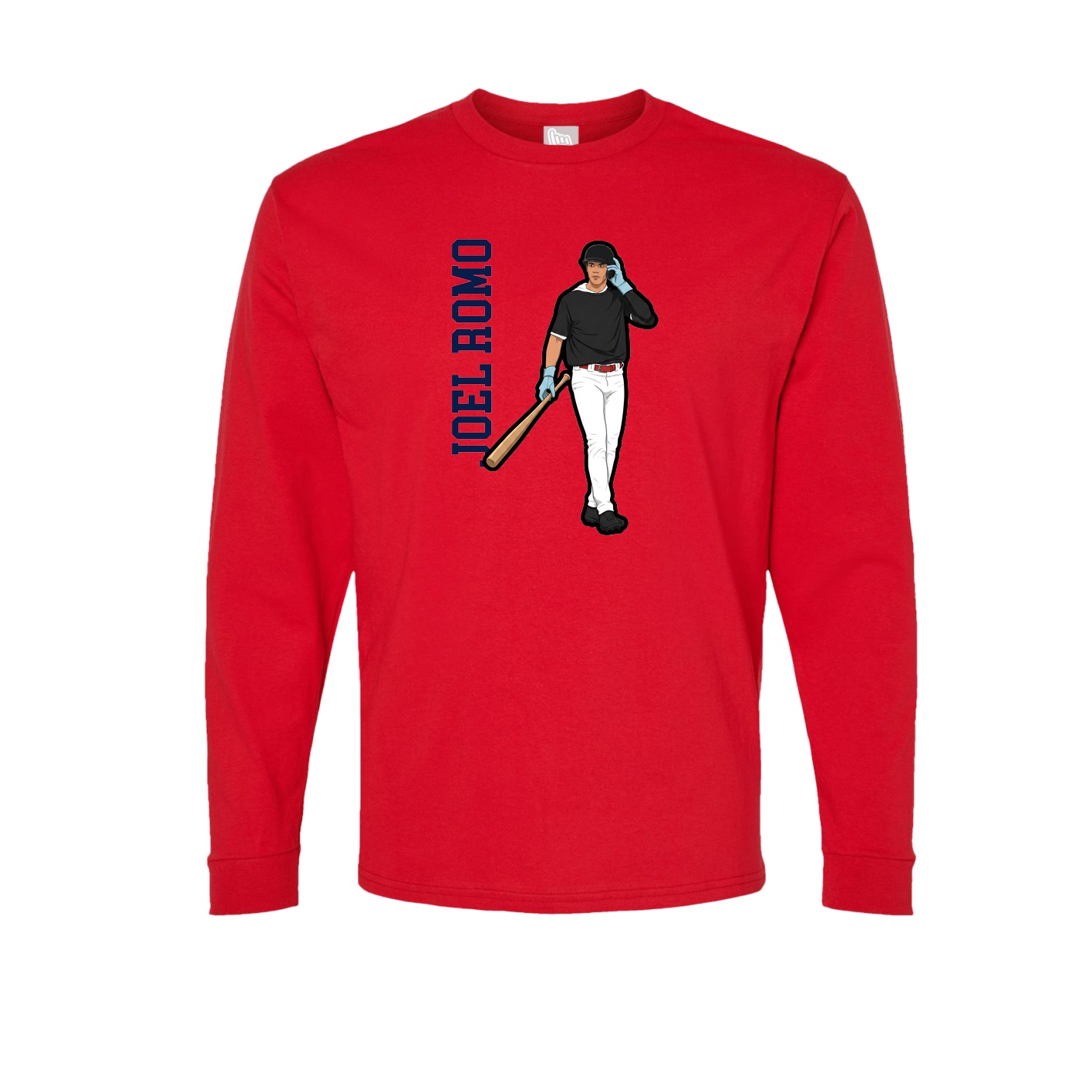 Long Sleeve Tee — Name Vertical in Red