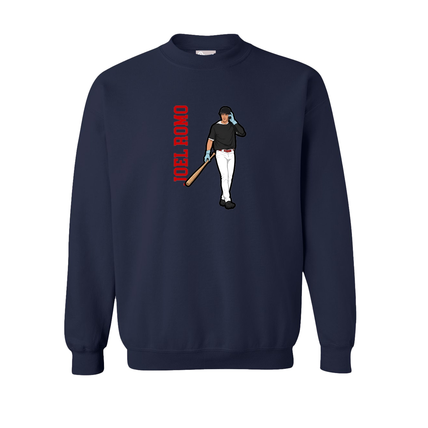 Fleece Crew — Name Vertical in Navy