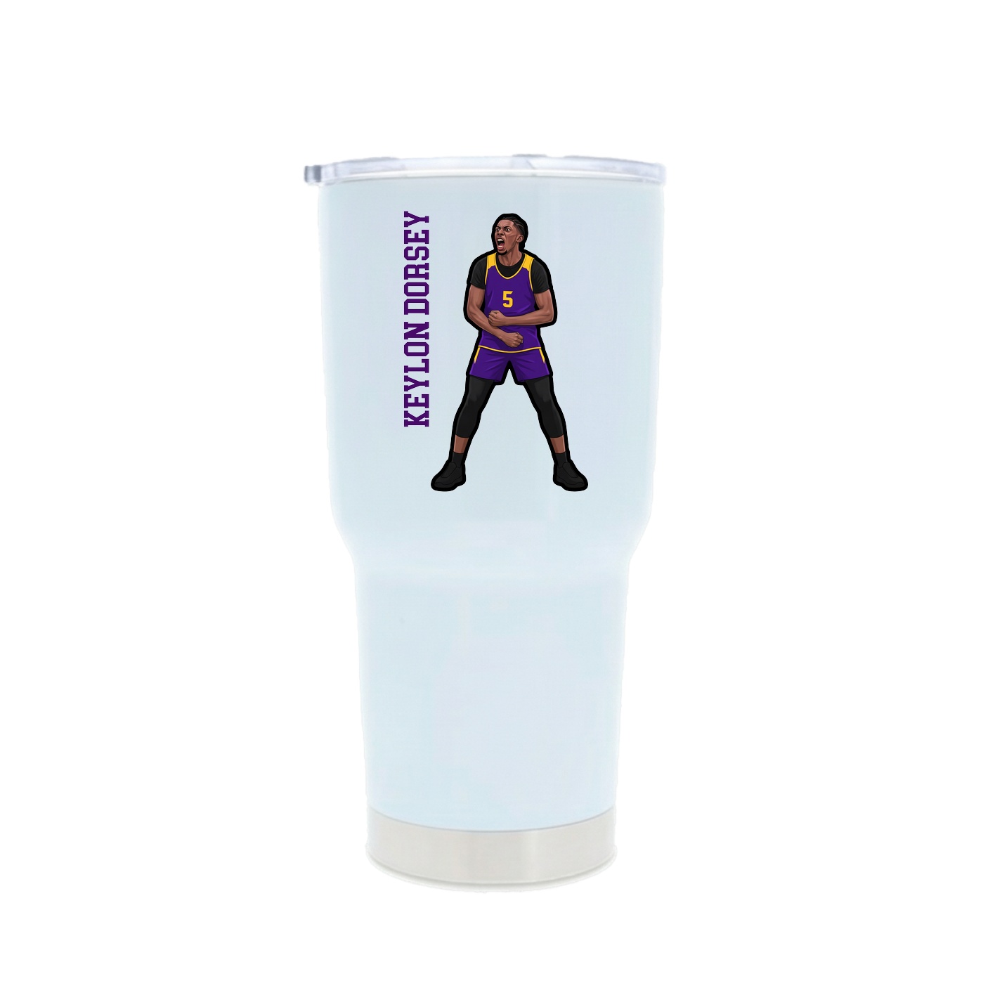 30oz Stainless Steel Tumbler — Name Vertical in White