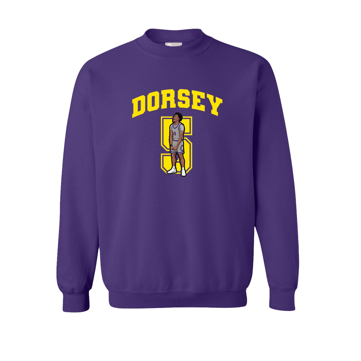 Fleece Crew — Number in Purple