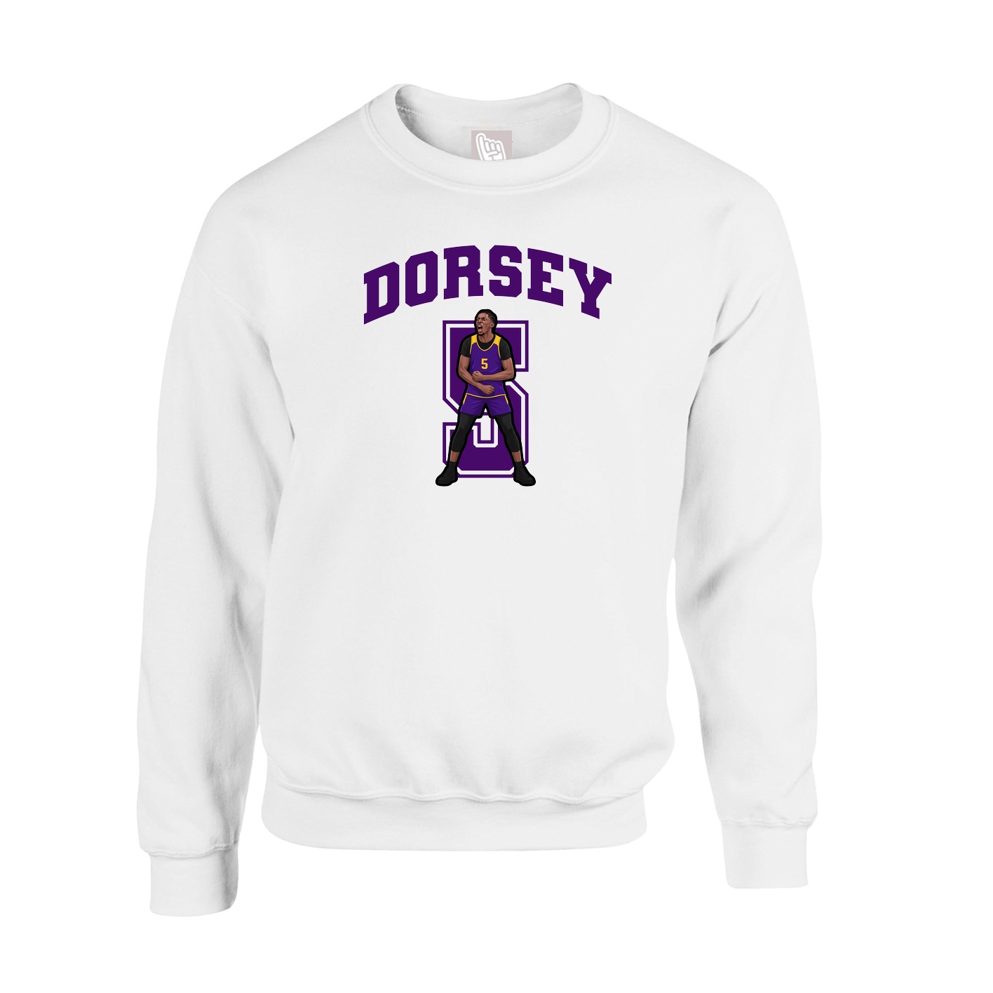 Fleece Crew — Number in White