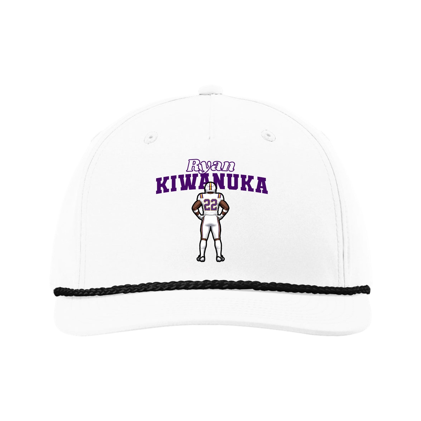 Five-Panel Classic Rope Cap — Name Arch in White