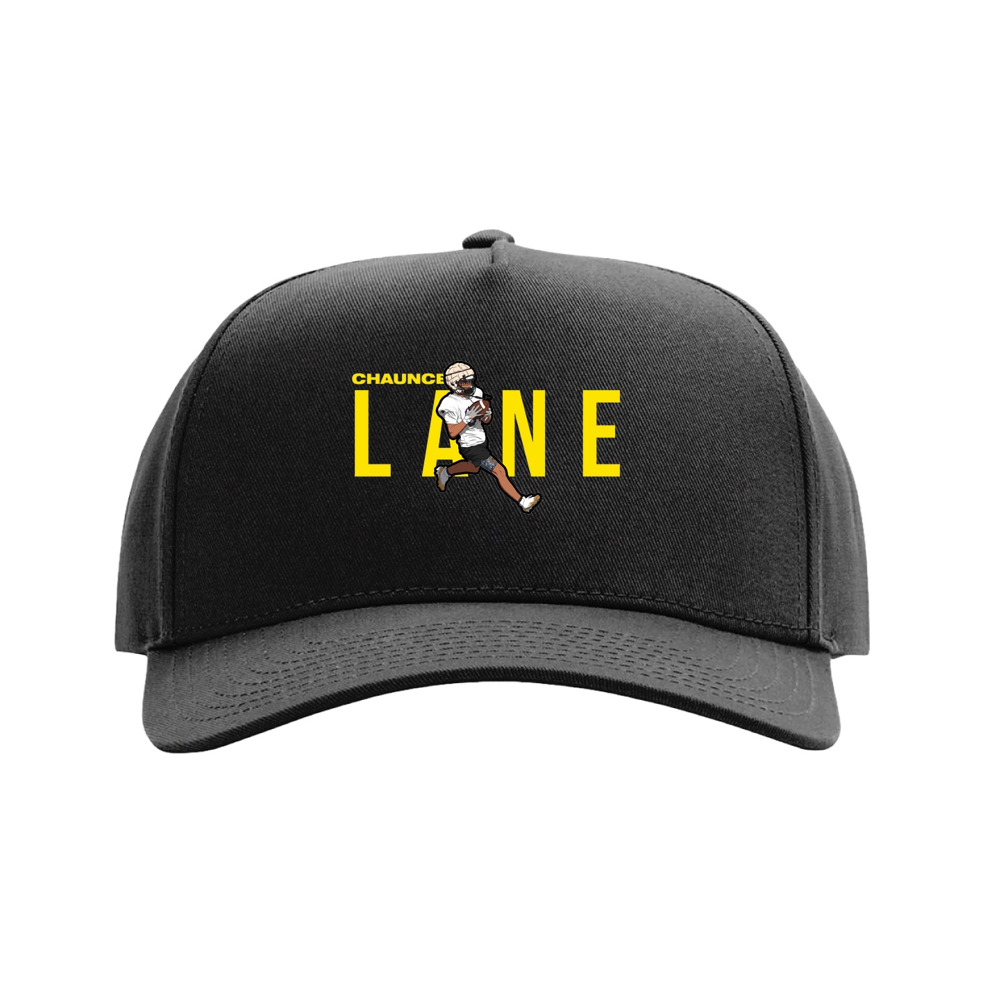 Full Fabric Five-Panel Champ Cap — Player Name in Black