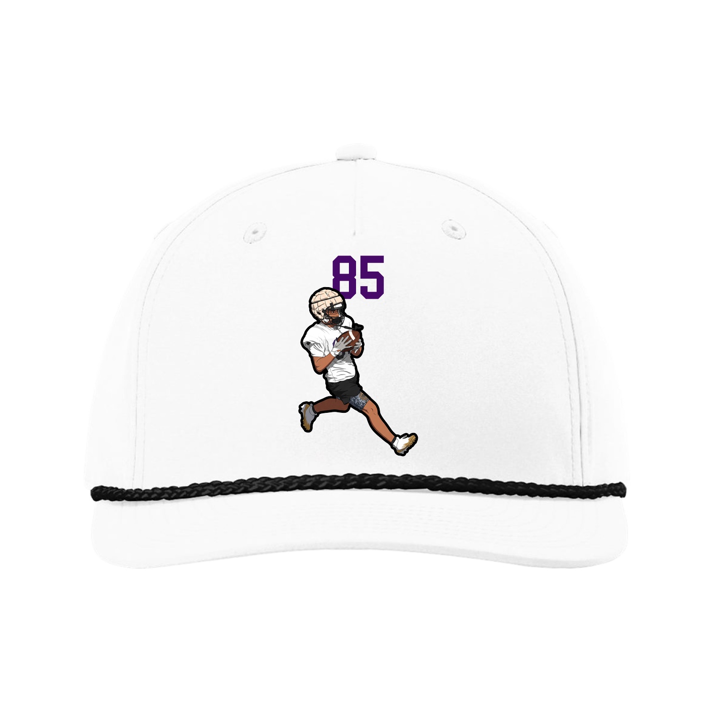 Five-Panel Classic Rope Cap — Number Top in White