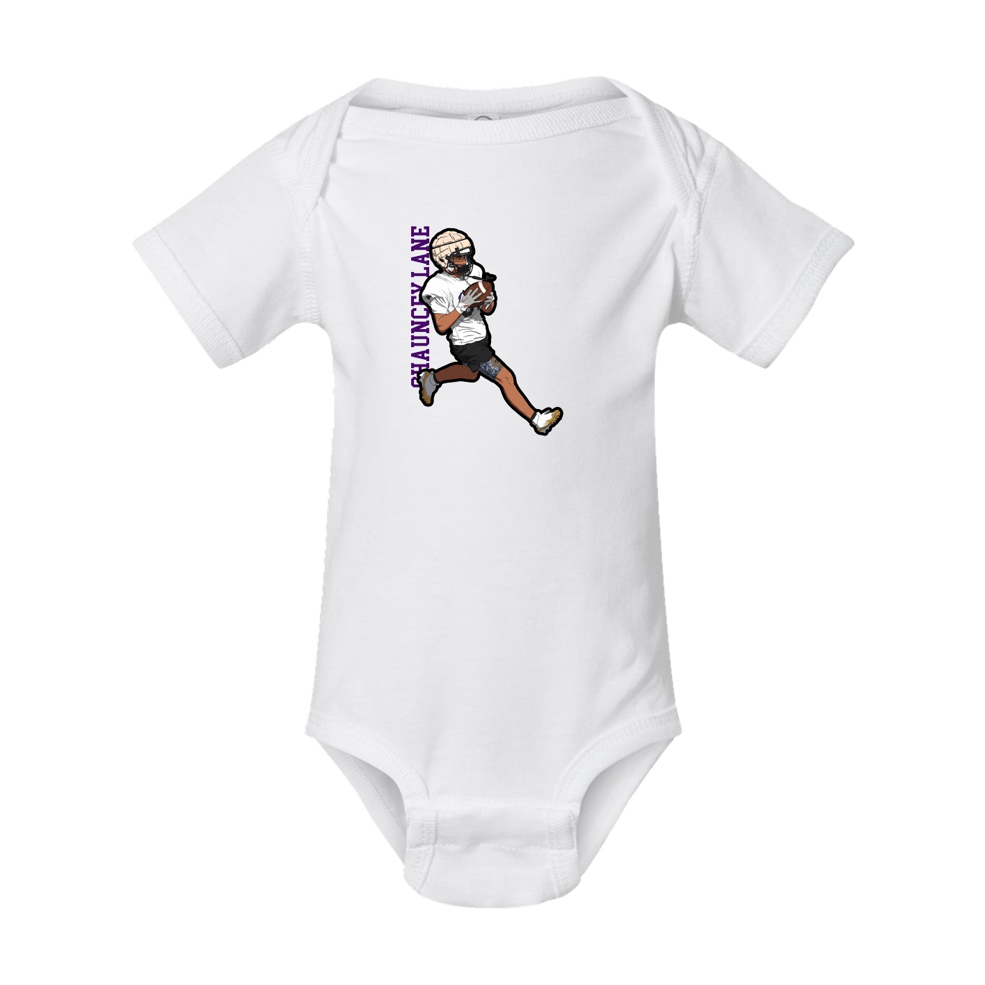 Baby Onesie — Name Vertical in White