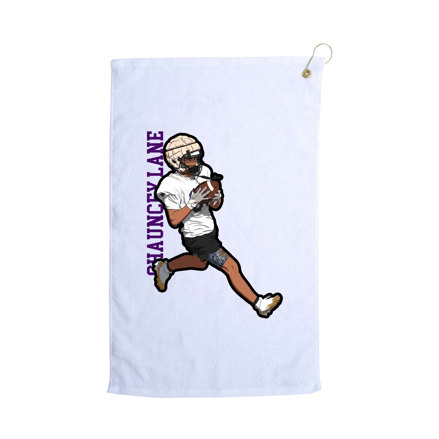 Golf Towel — Name Vertical in White