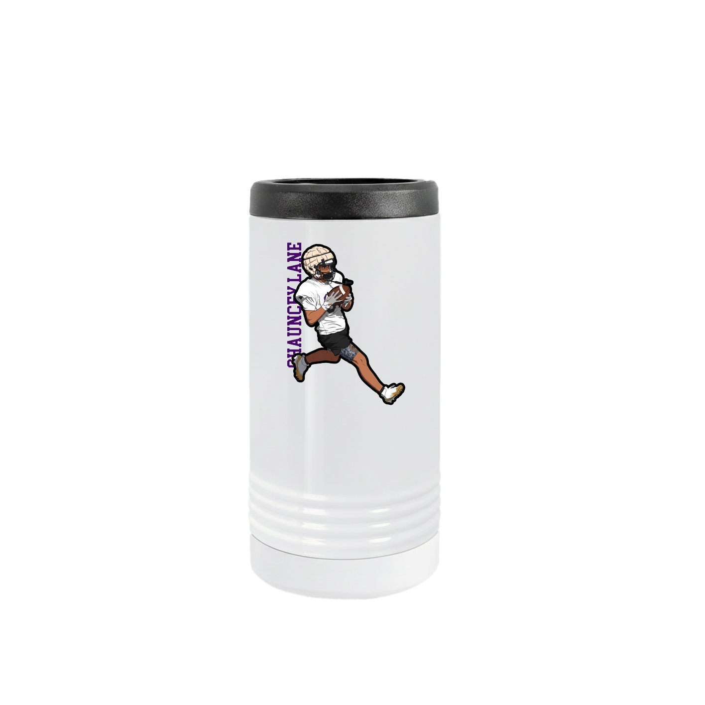 Slim Beverage Holder — Name Vertical in White