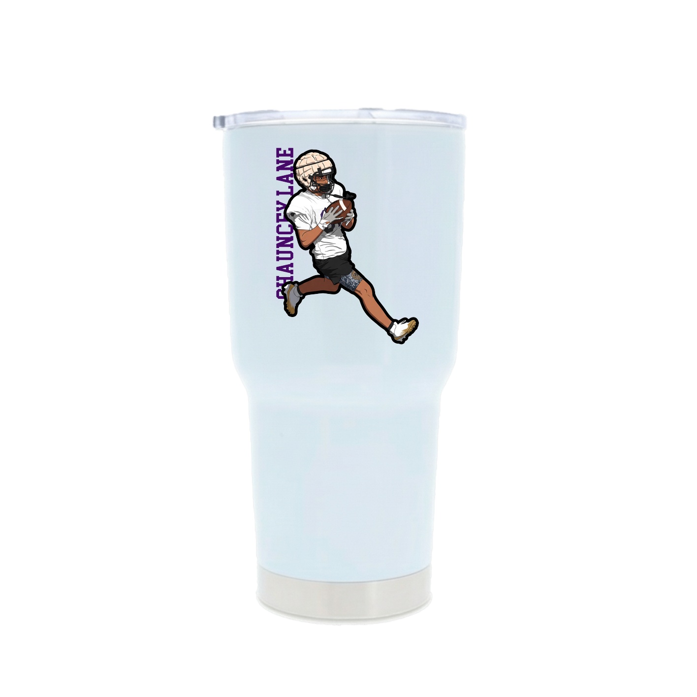 30oz Stainless Steel Tumbler — Name Vertical in White