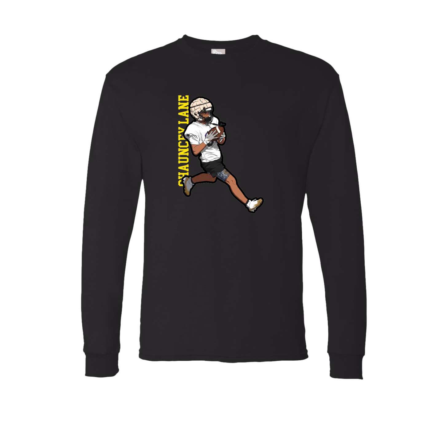 Long Sleeve Tee — Name Vertical in Black
