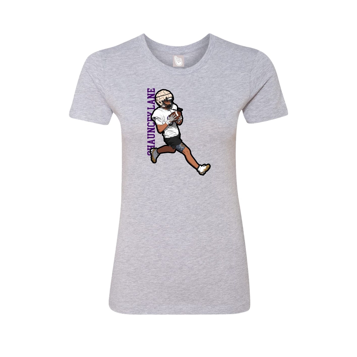 Fitted Women's Tee — Name Vertical in Grey