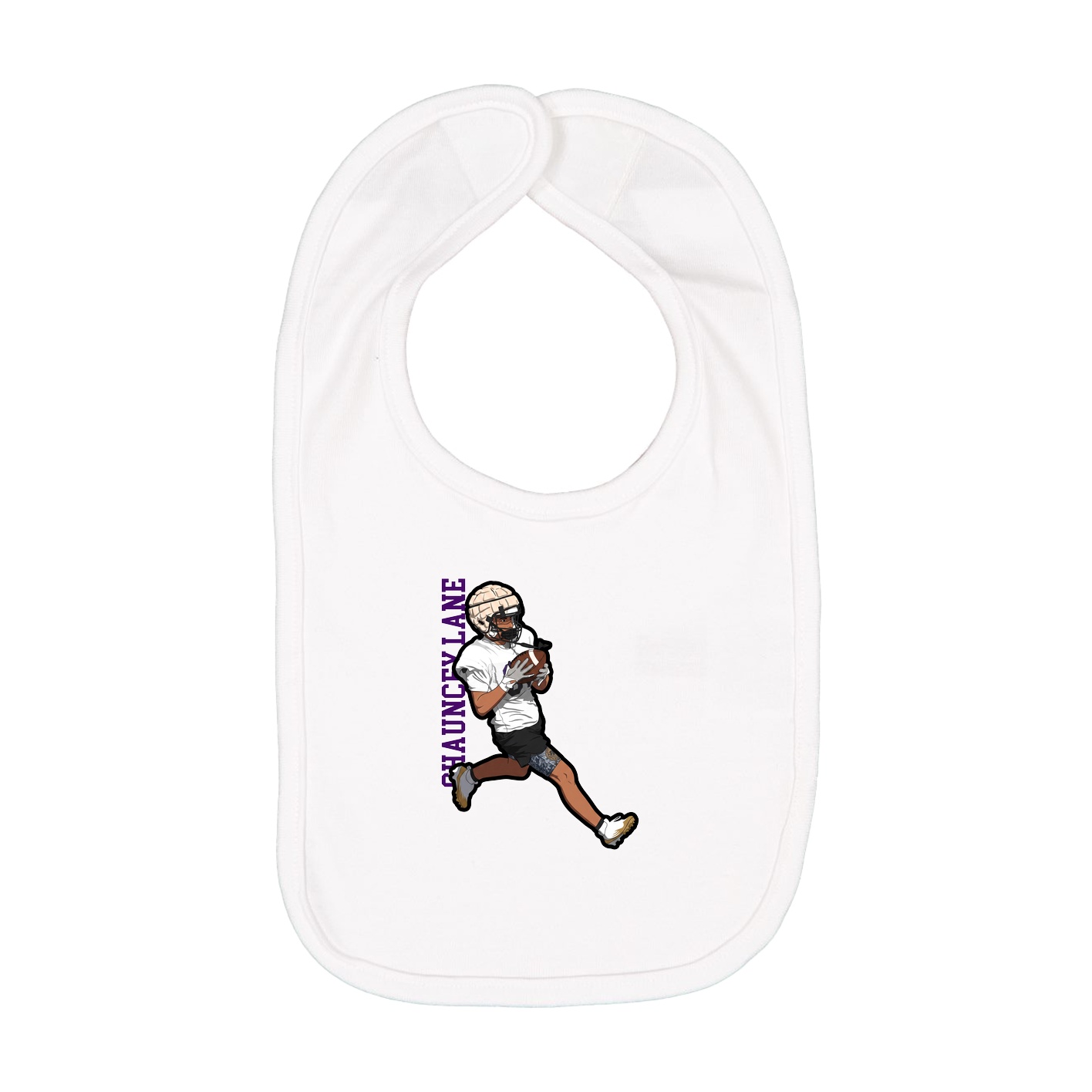 Infant Bib — Name Vertical in White