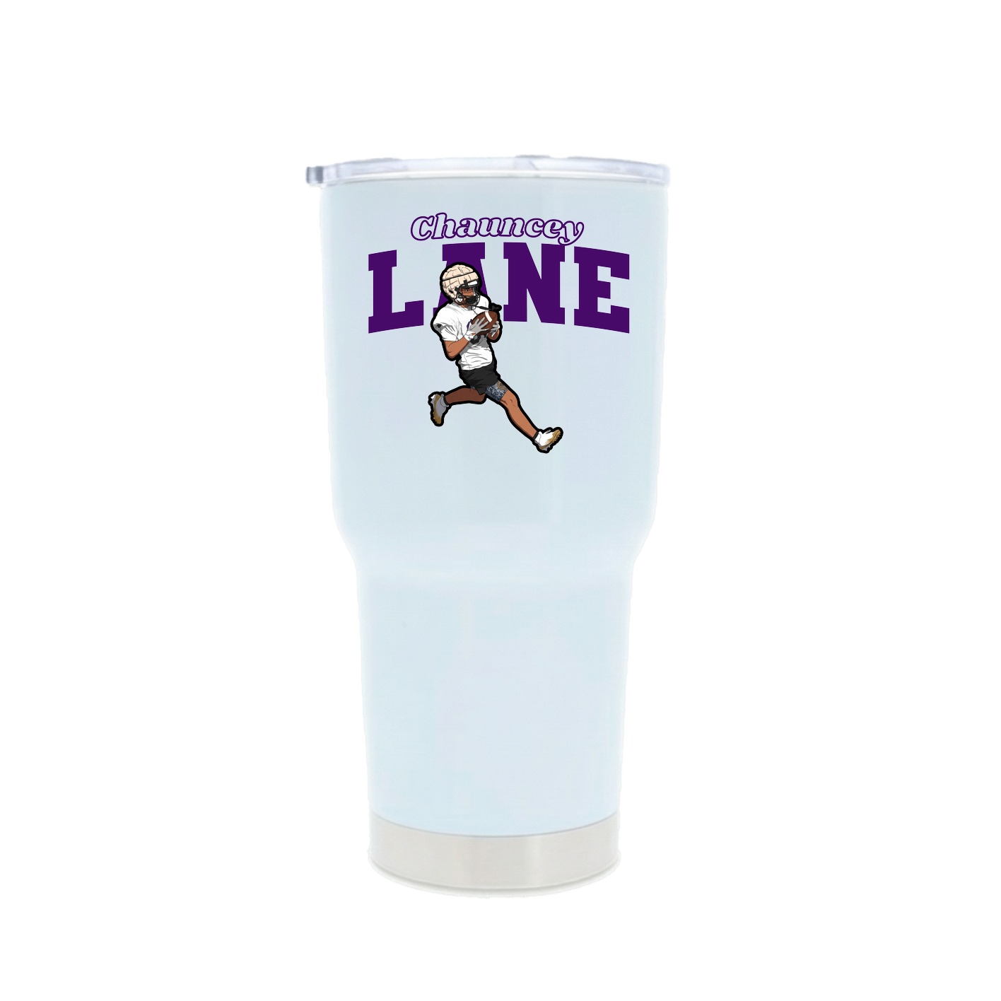 30oz Stainless Steel Tumbler — Name Arch in White