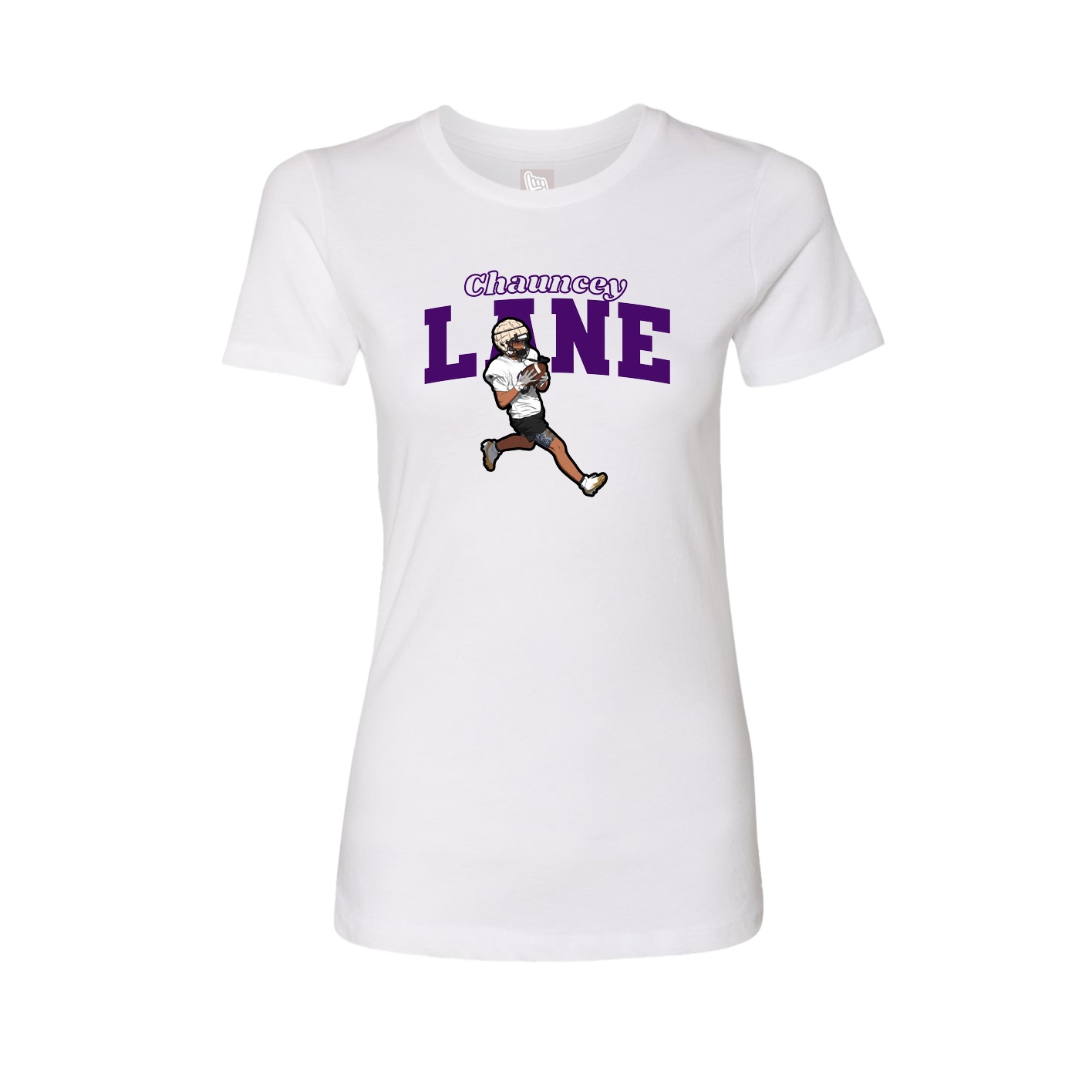 Fitted Women's Tee — Name Arch in White