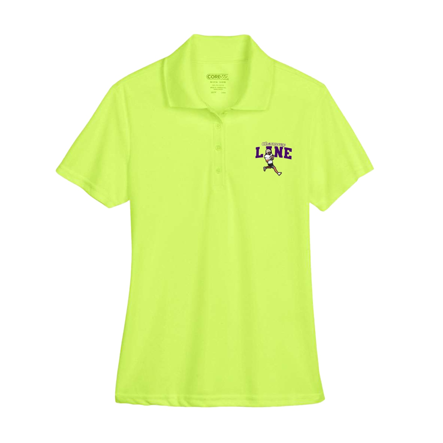 Womens Performance Polo — Name Arch in Yellow