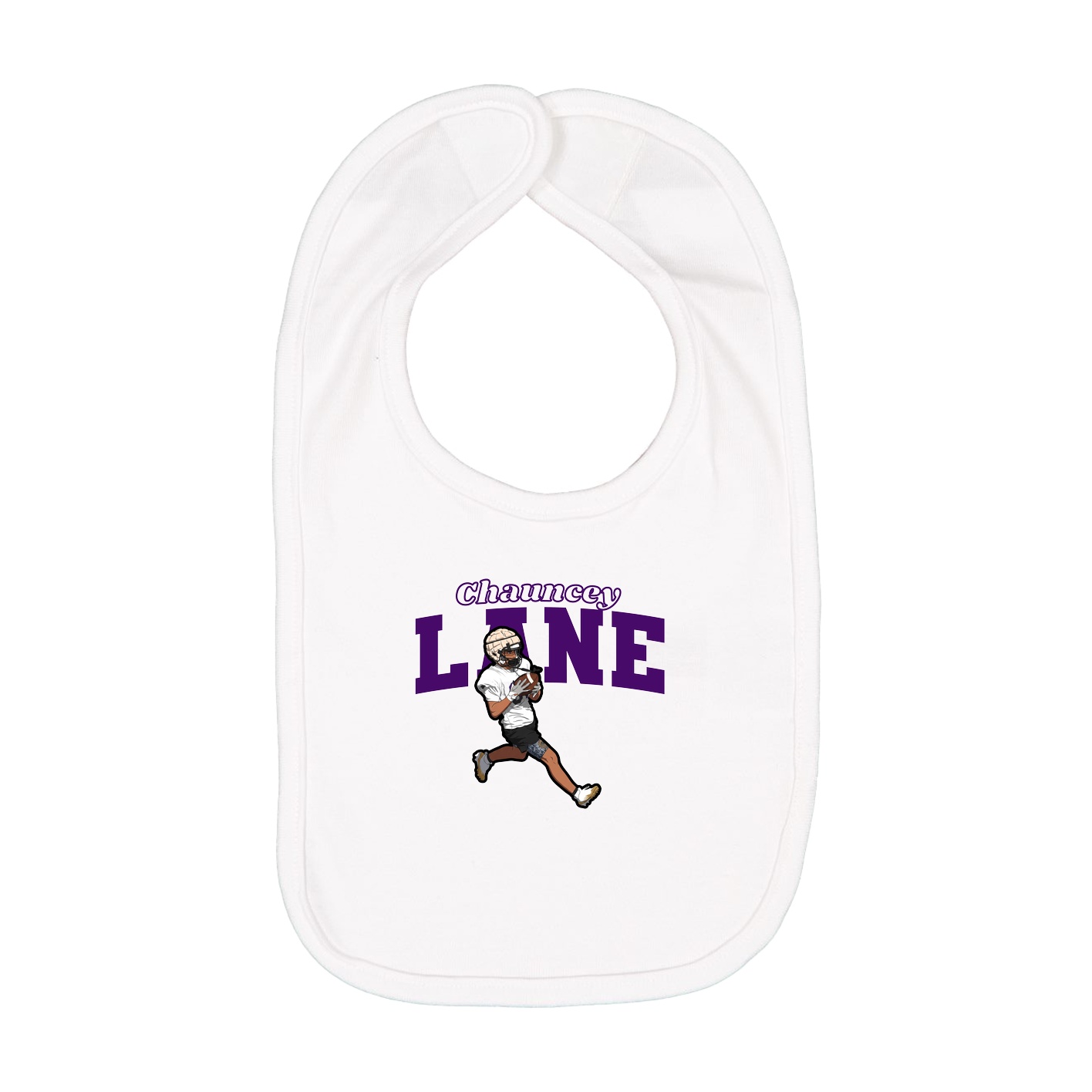 Infant Bib — Name Arch in White