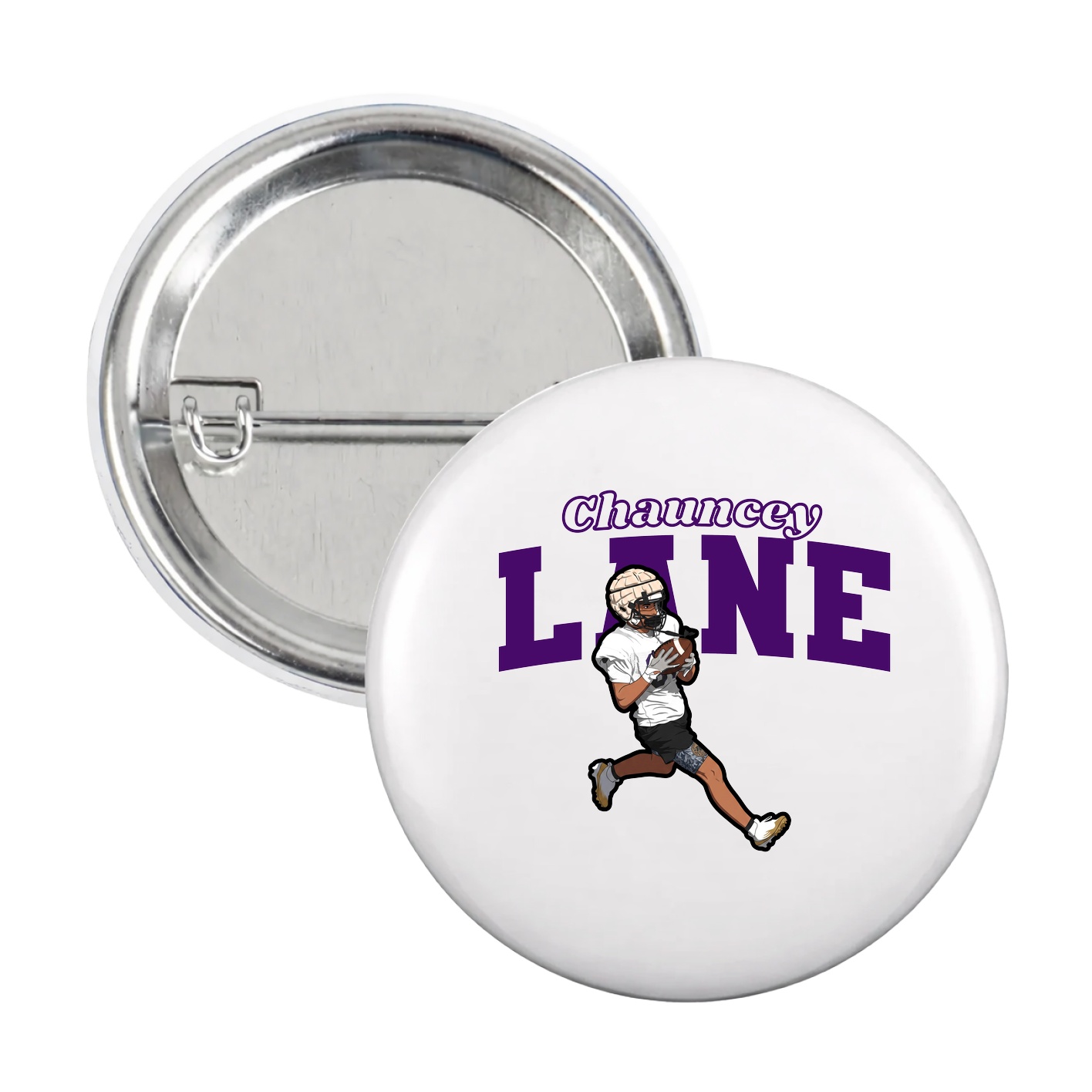 Game Day Button — Name Arch in White
