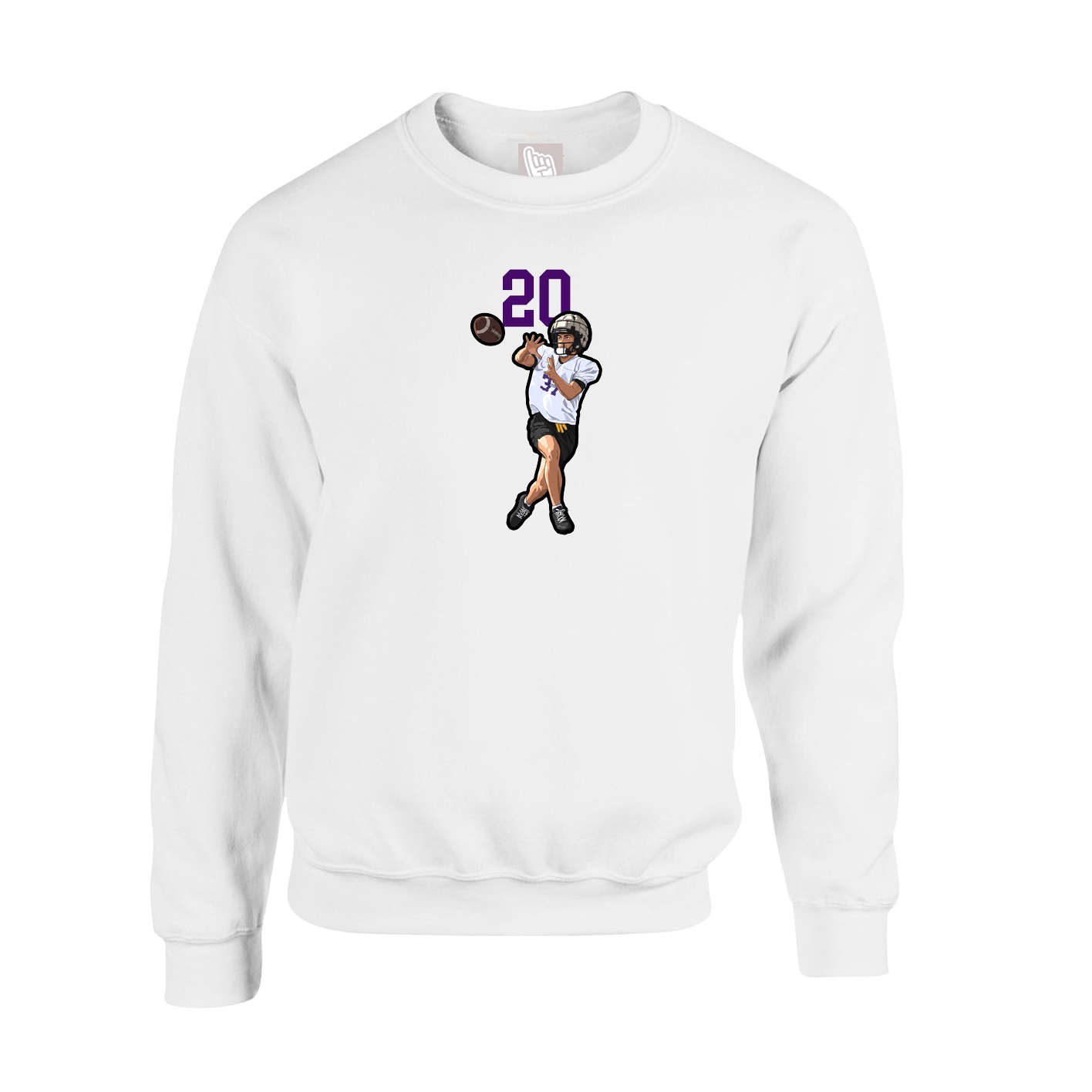 Fleece Crew — Number Top in White