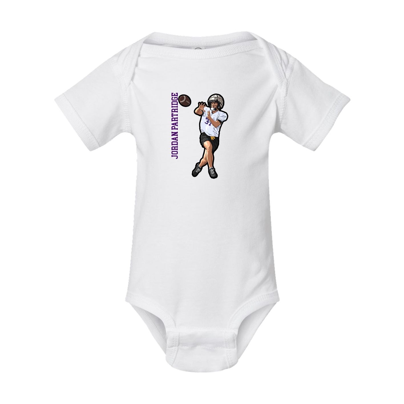 Baby Onesie — Name Vertical in White