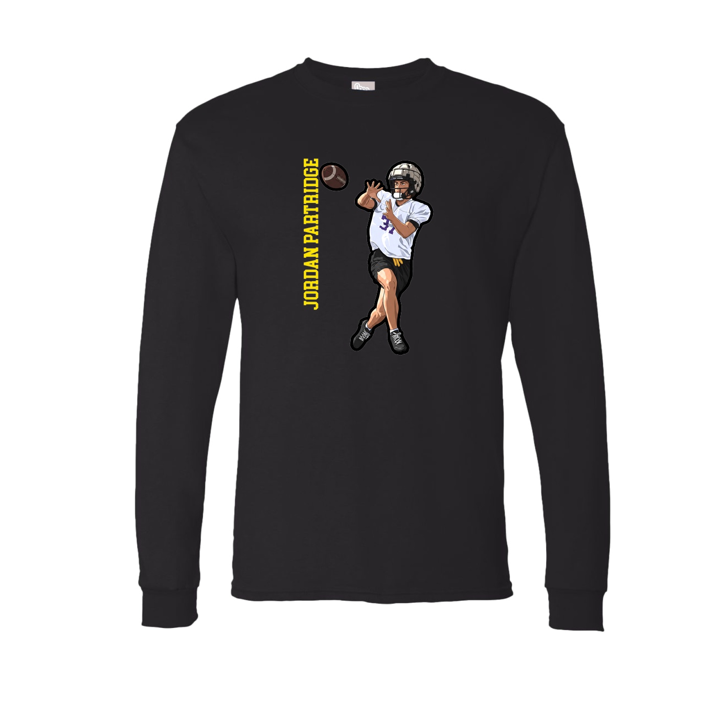 Long Sleeve Tee — Name Vertical in Black