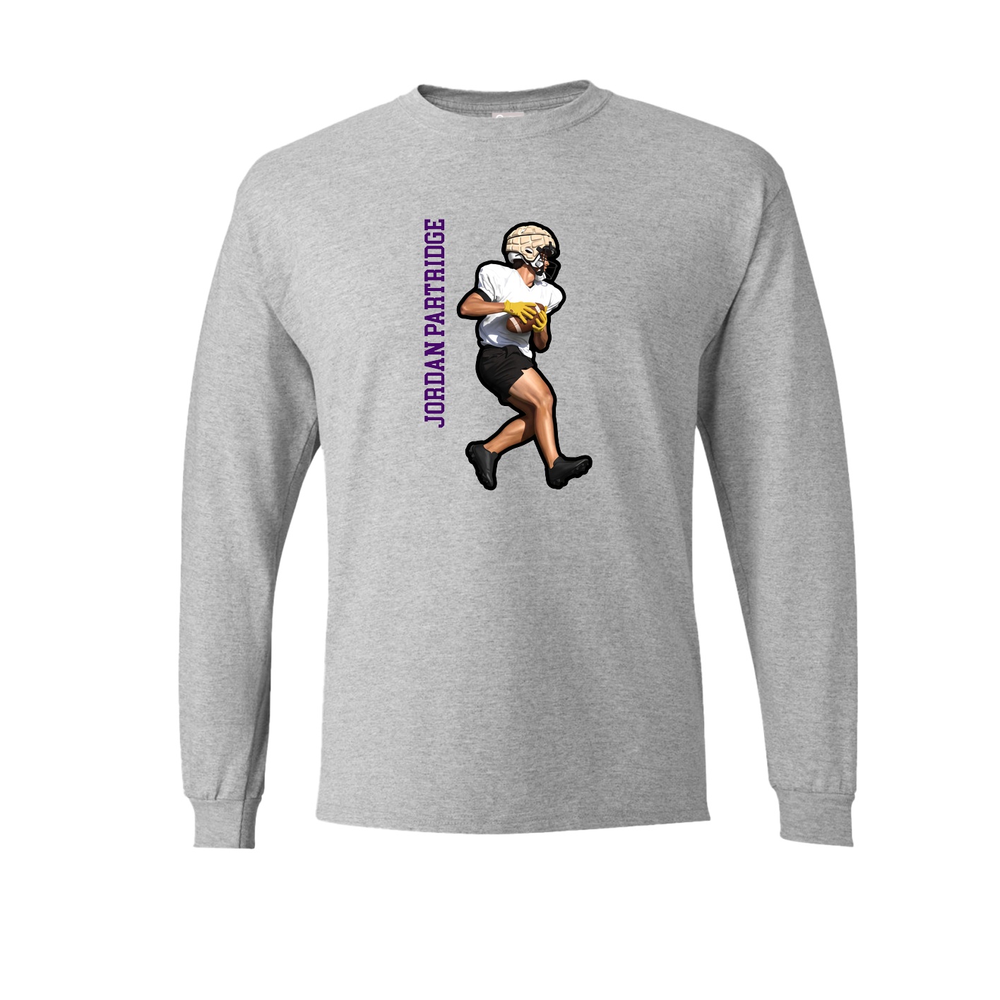 Long Sleeve Tee — Name Vertical in Grey