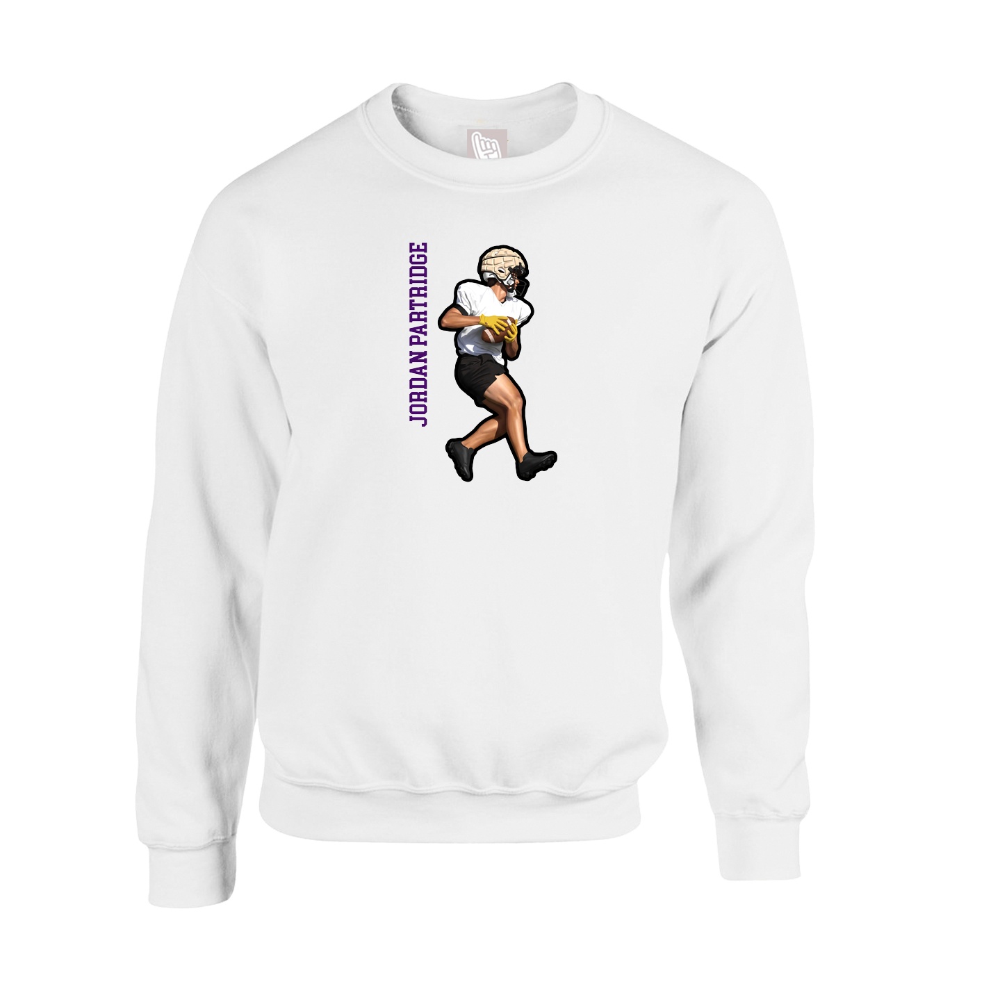 Fleece Crew — Name Vertical in White