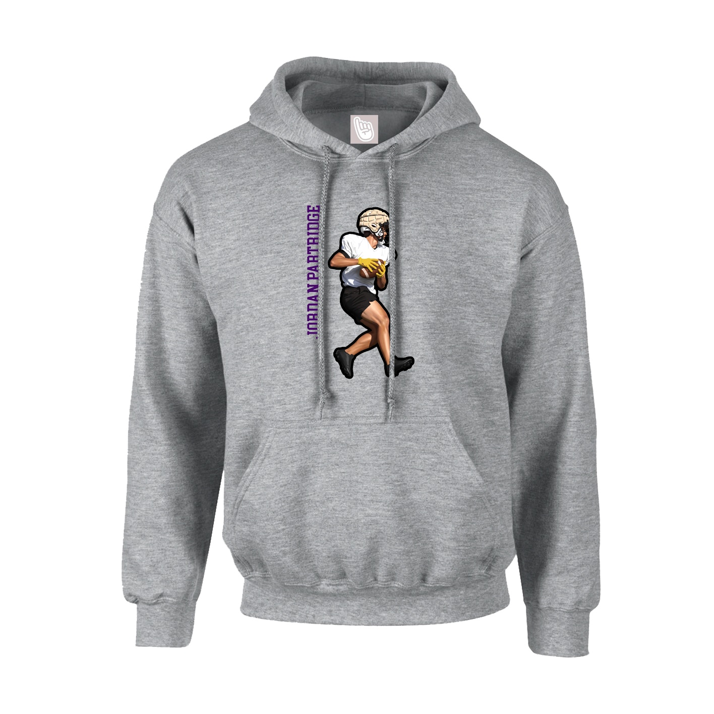 Youth Hoodie — Name Vertical in Grey