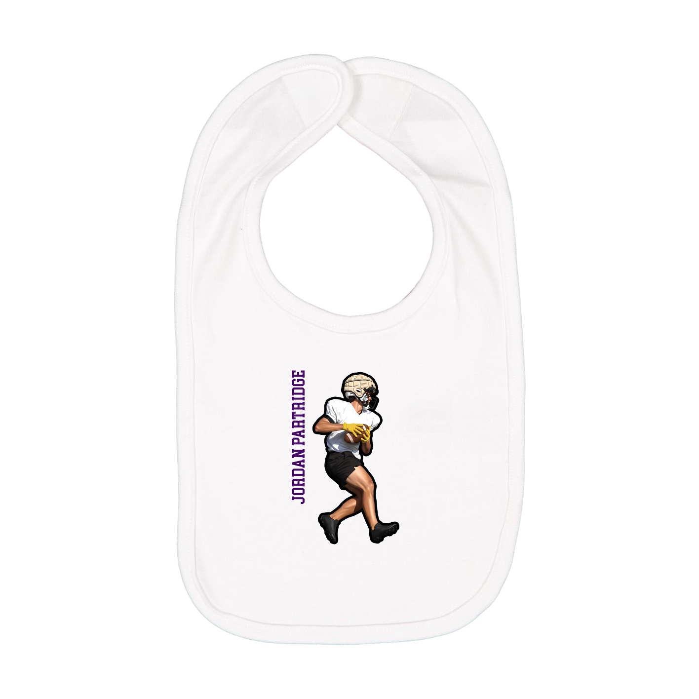 Infant Bib — Name Vertical in White