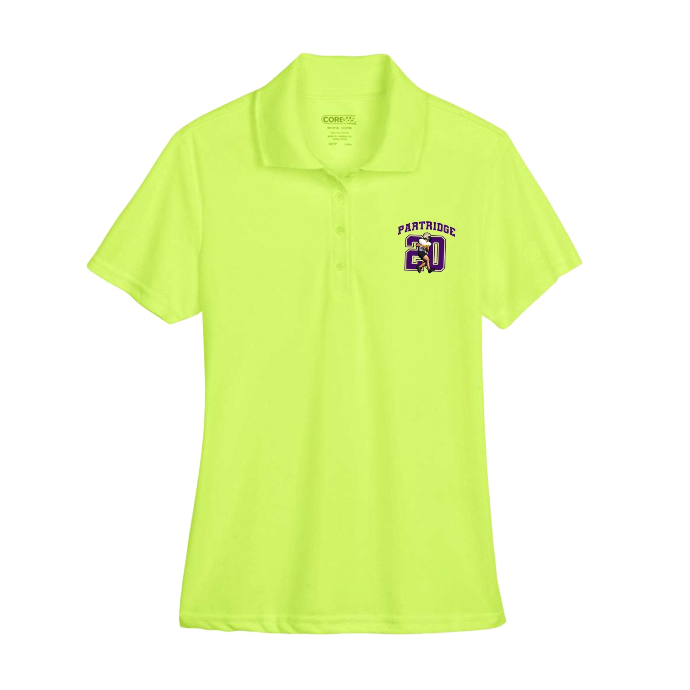 Womens Performance Polo — Number in Yellow