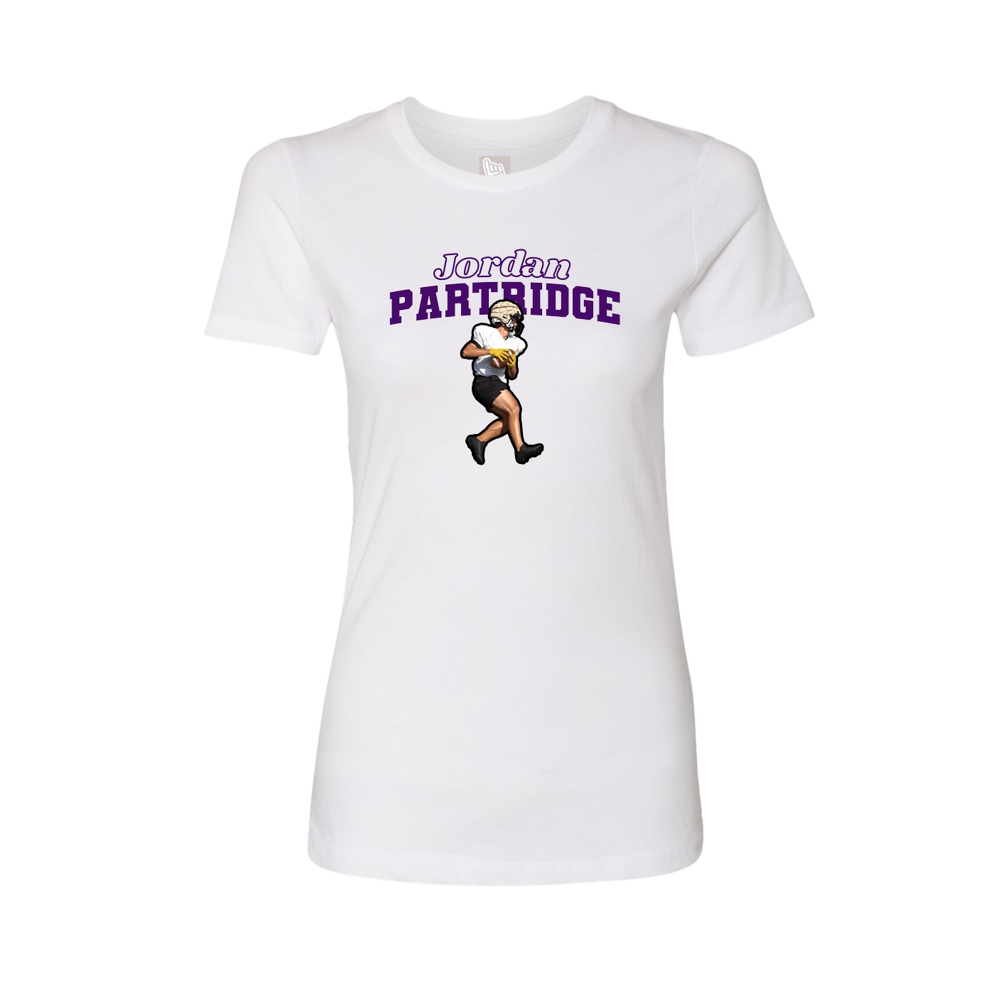 Fitted Women's Tee — Name Arch in White