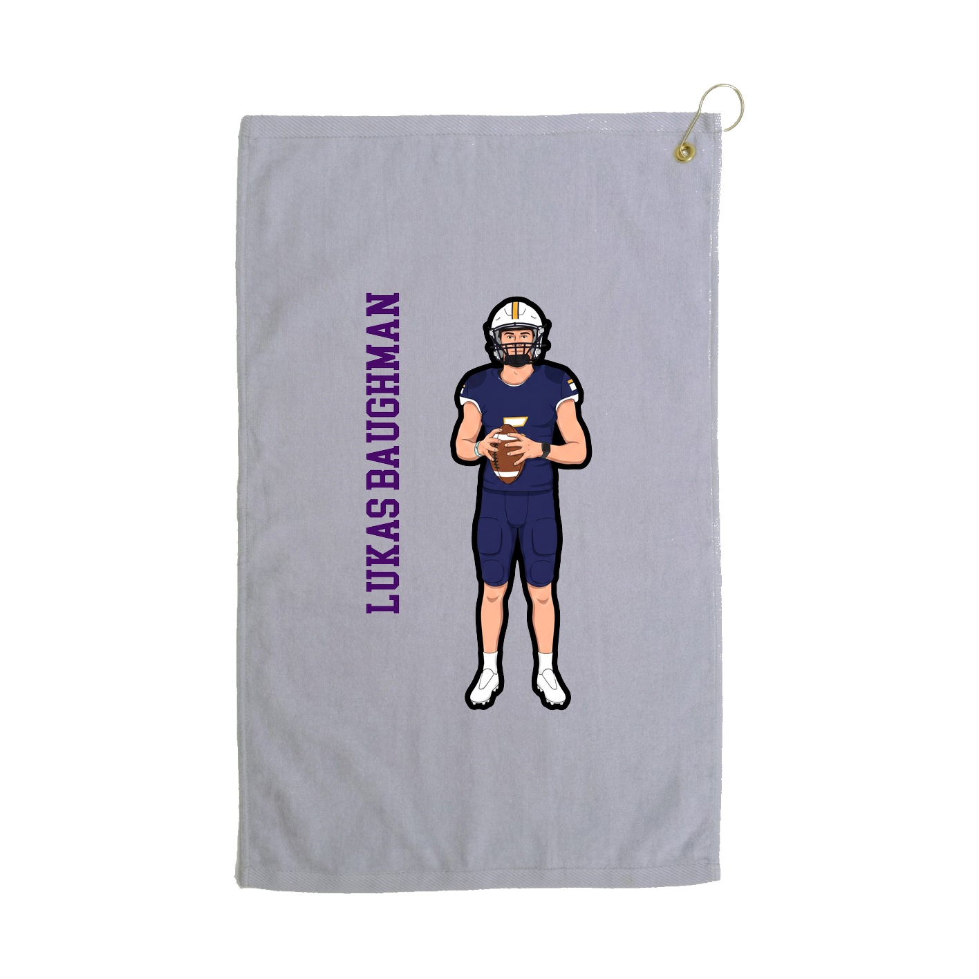 Golf Towel — Name Vertical in Grey