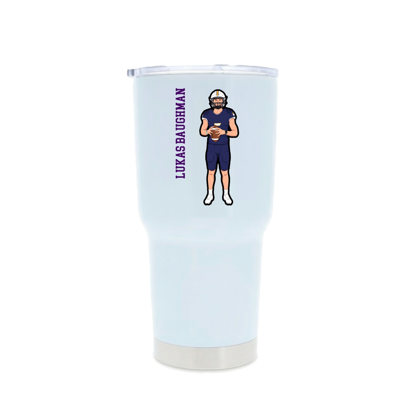 30oz Stainless Steel Tumbler — Name Vertical in White