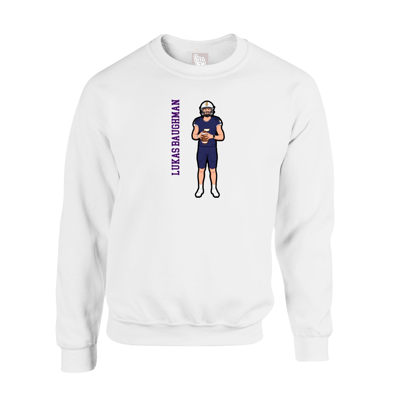 Fleece Crew — Name Vertical in White