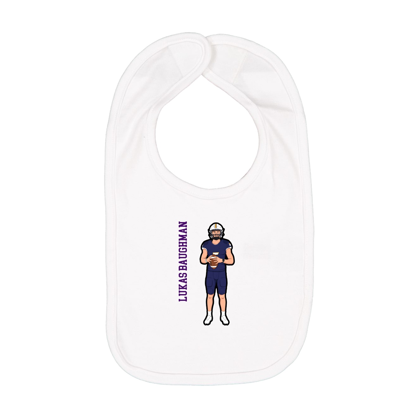Infant Bib — Name Vertical in White