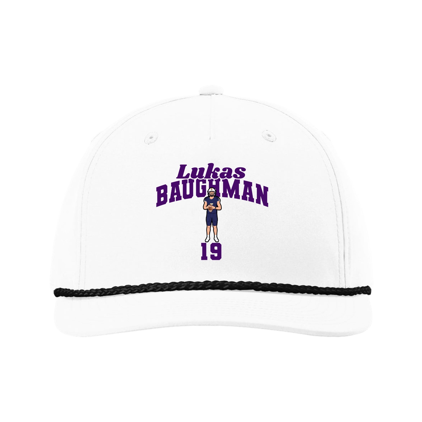 Five-Panel Classic Rope Cap — Signature Arch in White