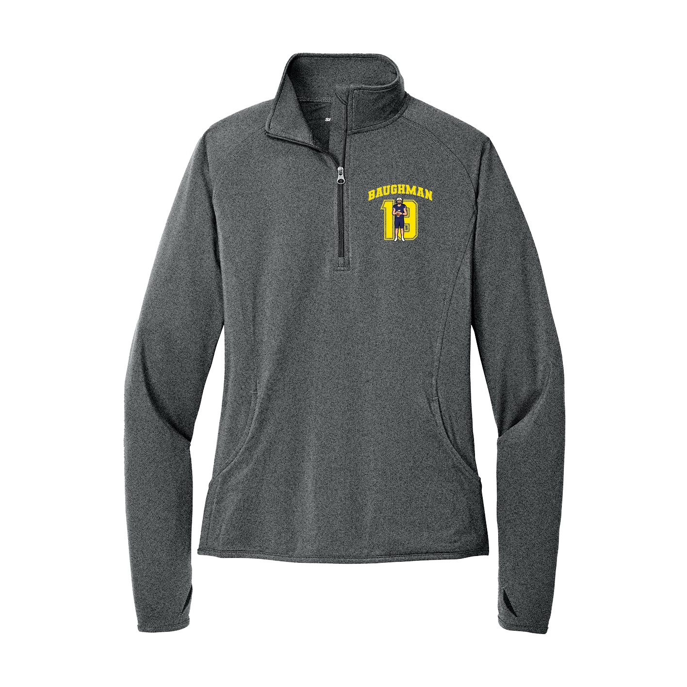 Women's Q-Zip Pullover — Number in Grey