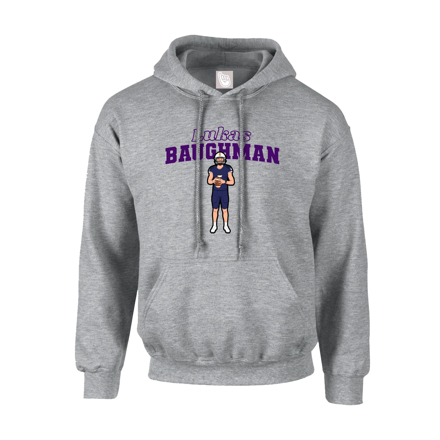 Youth Hoodie — Name Arch in Grey