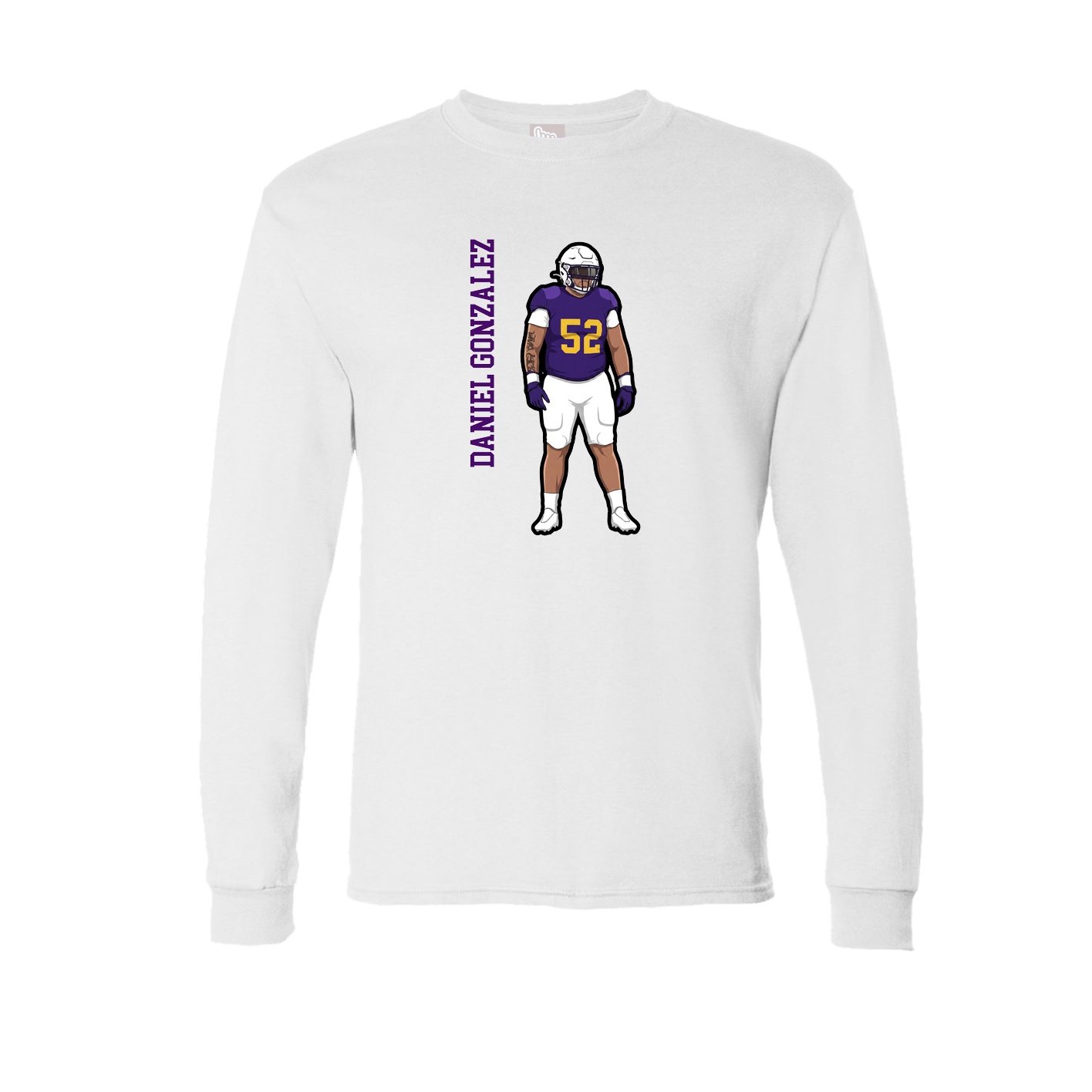 Long Sleeve Tee — Name Vertical in White