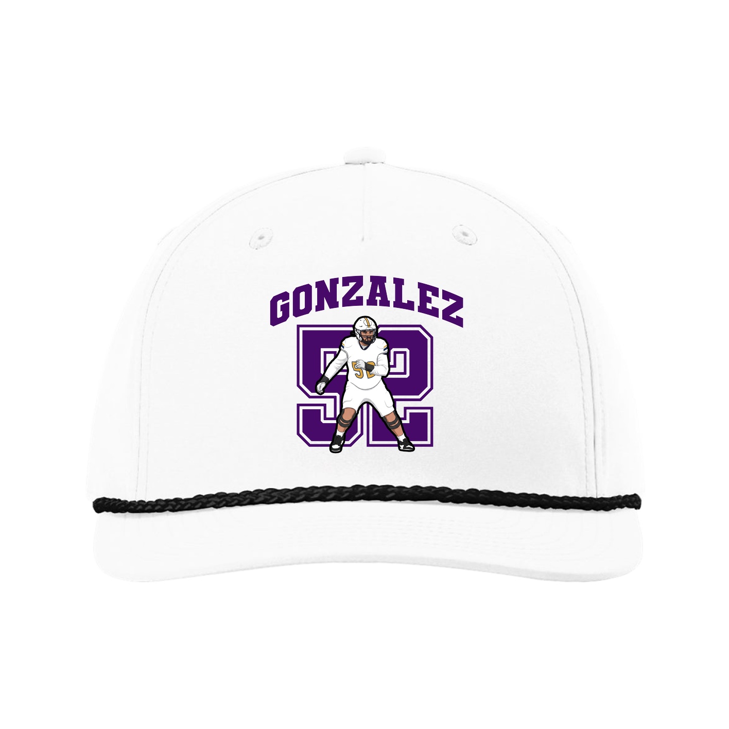 Five-Panel Classic Rope Cap — Number in White
