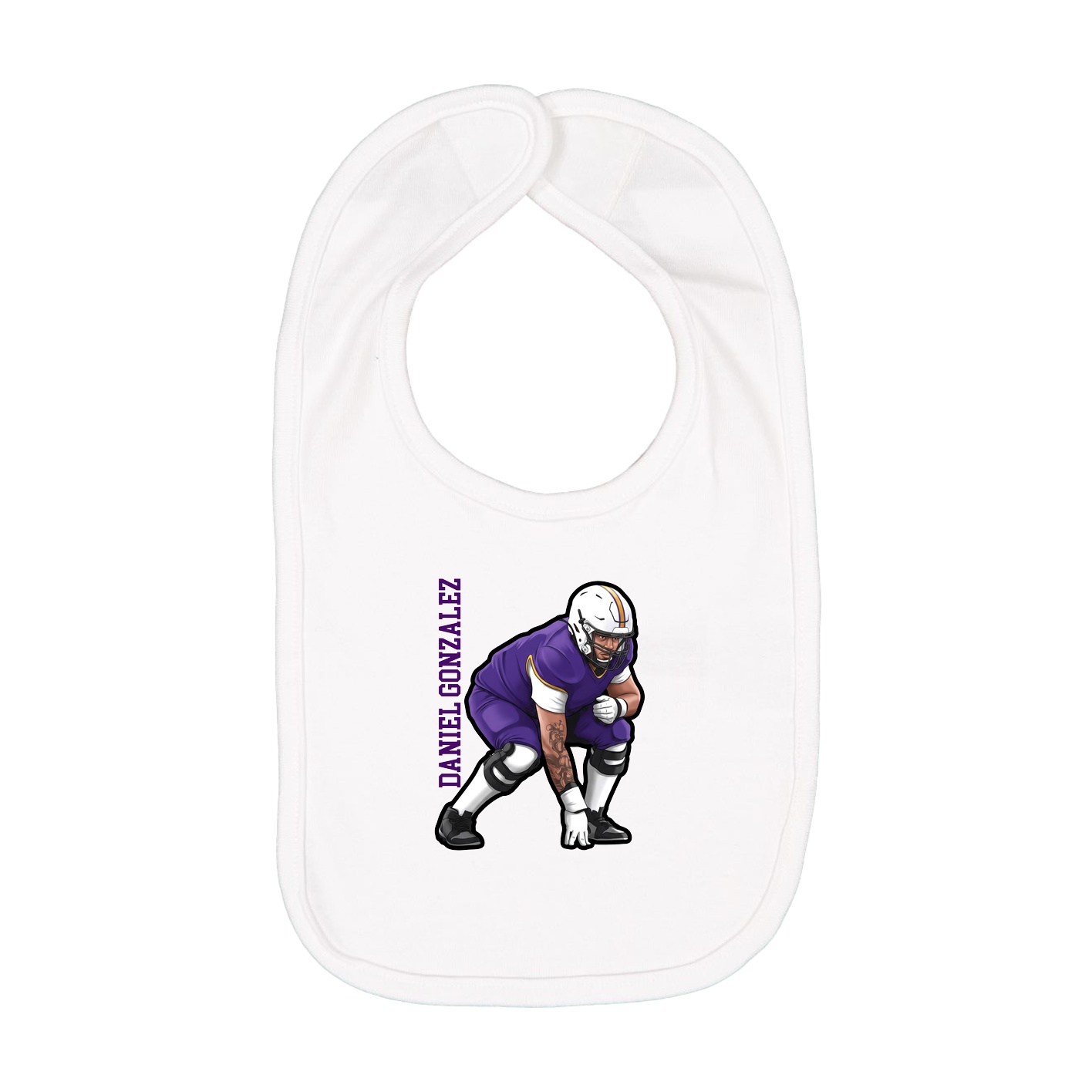 Infant Bib — Name Vertical in White