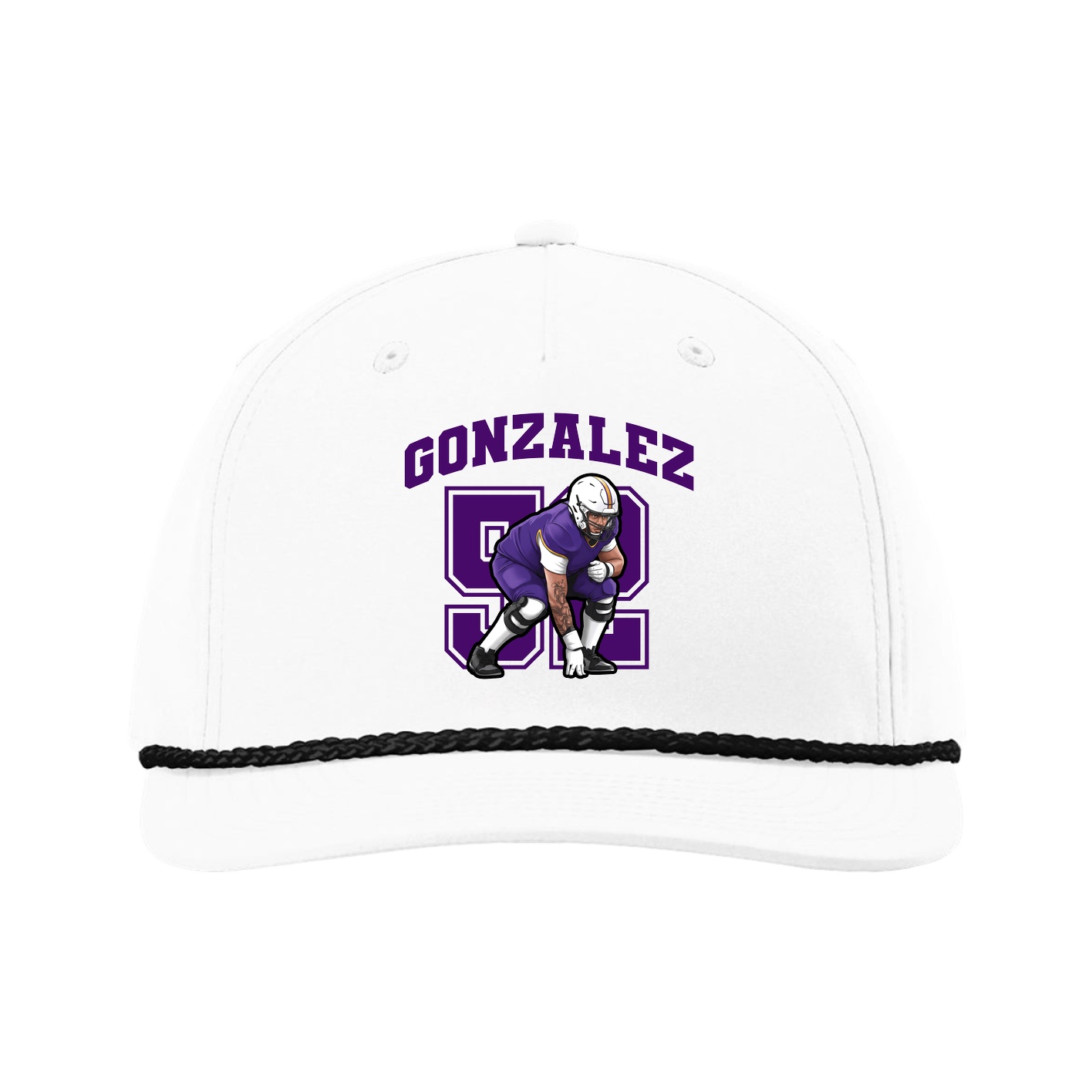 Five-Panel Classic Rope Cap — Number in White