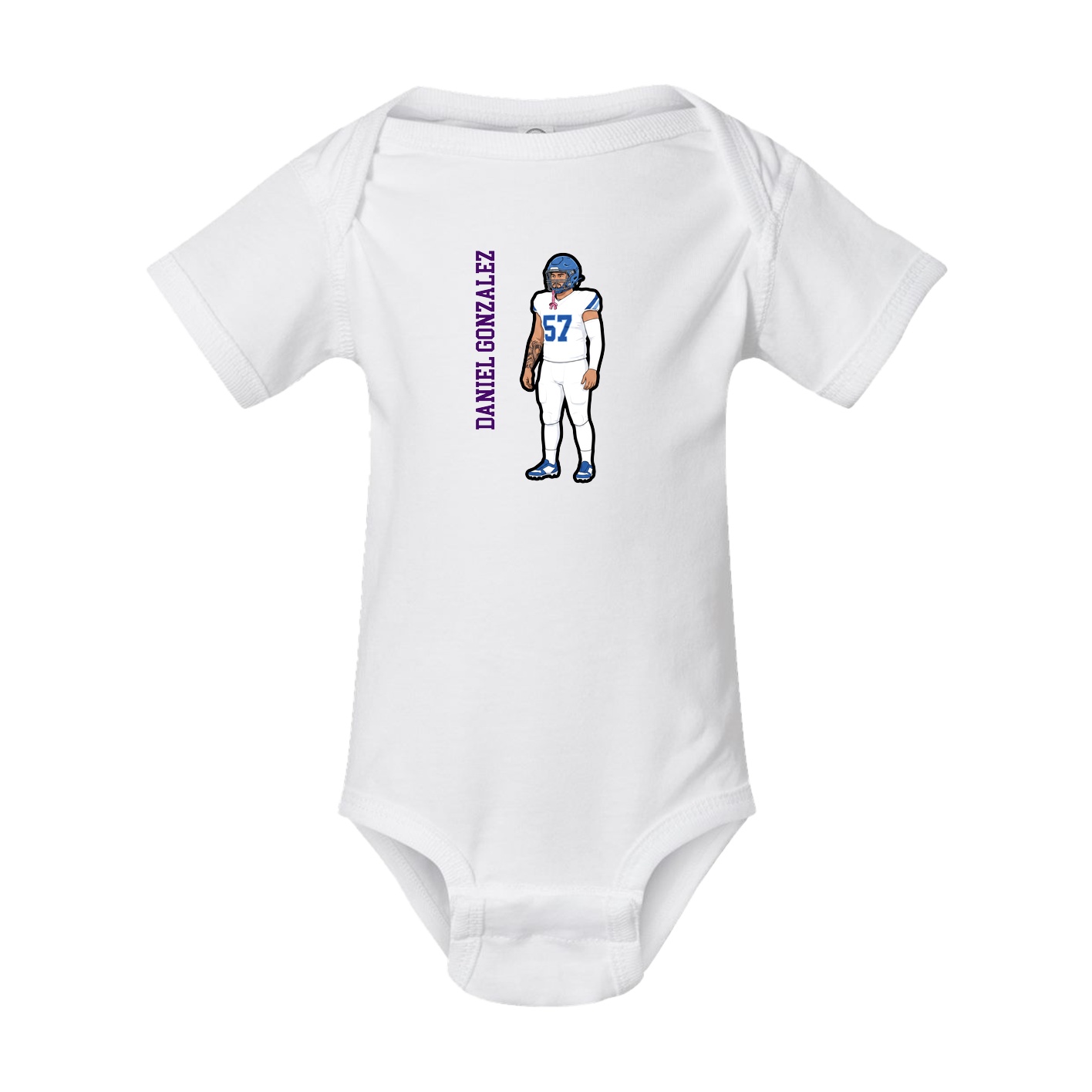 Baby Onesie — Name Vertical in White