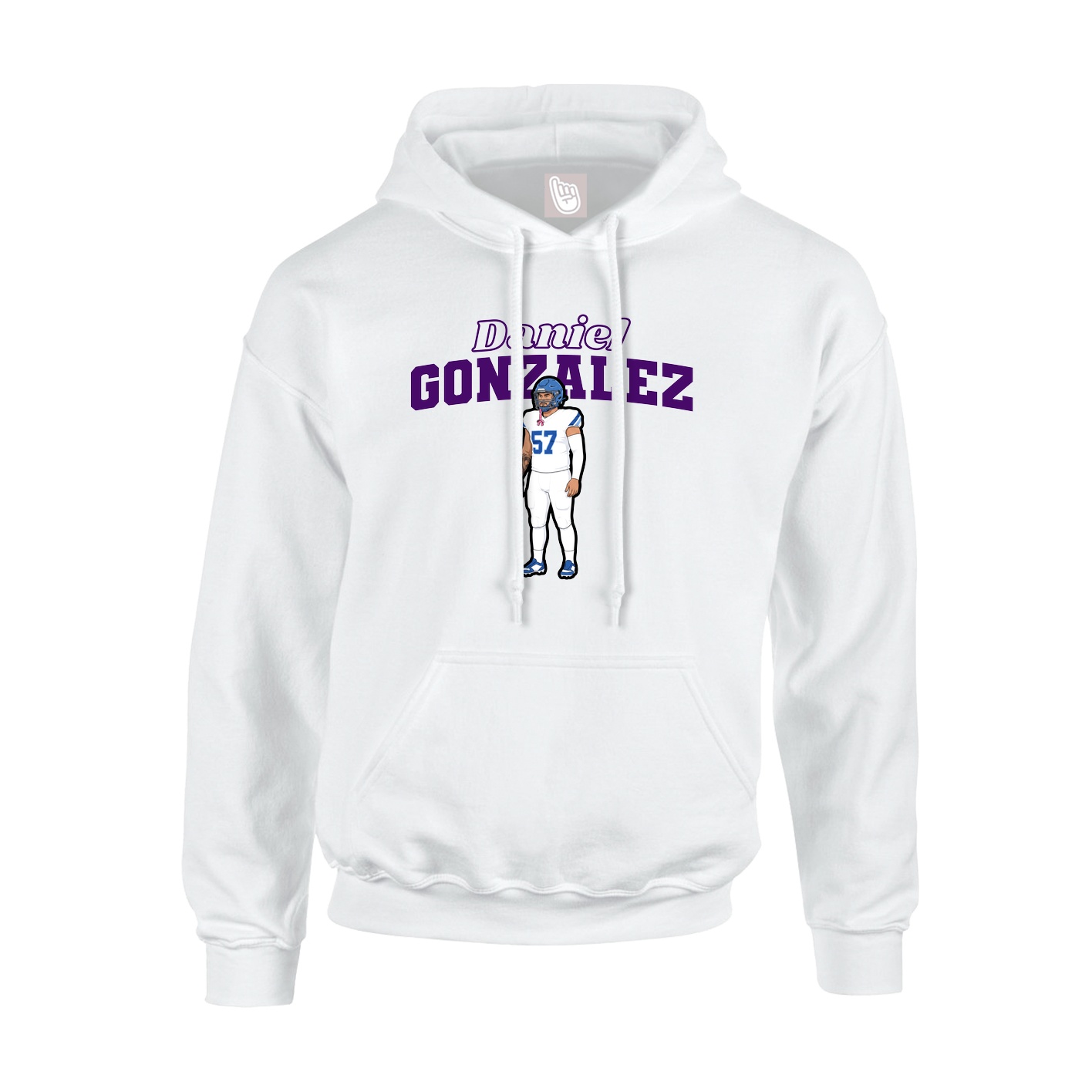 Youth Hoodie — Name Arch in White