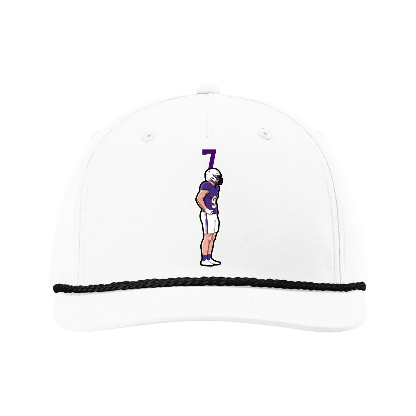 Five-Panel Classic Rope Cap — Number Top in White