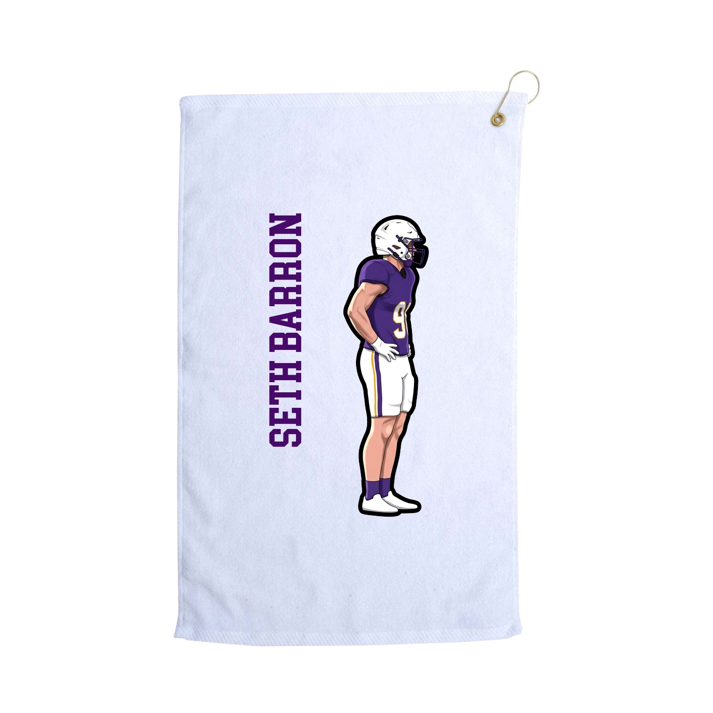 Golf Towel — Name Vertical in White